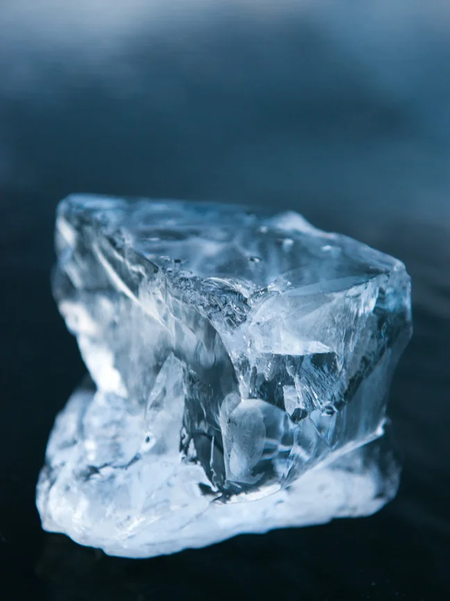 Clear ice cube from the lake