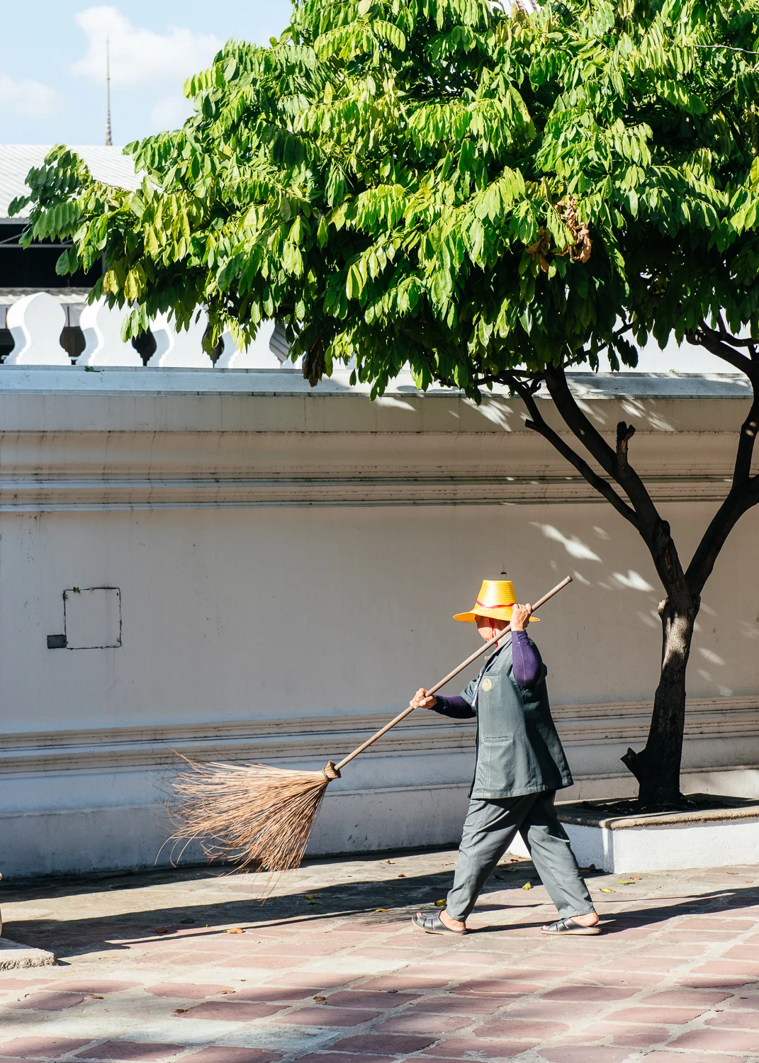 Keeping the grounds clean.