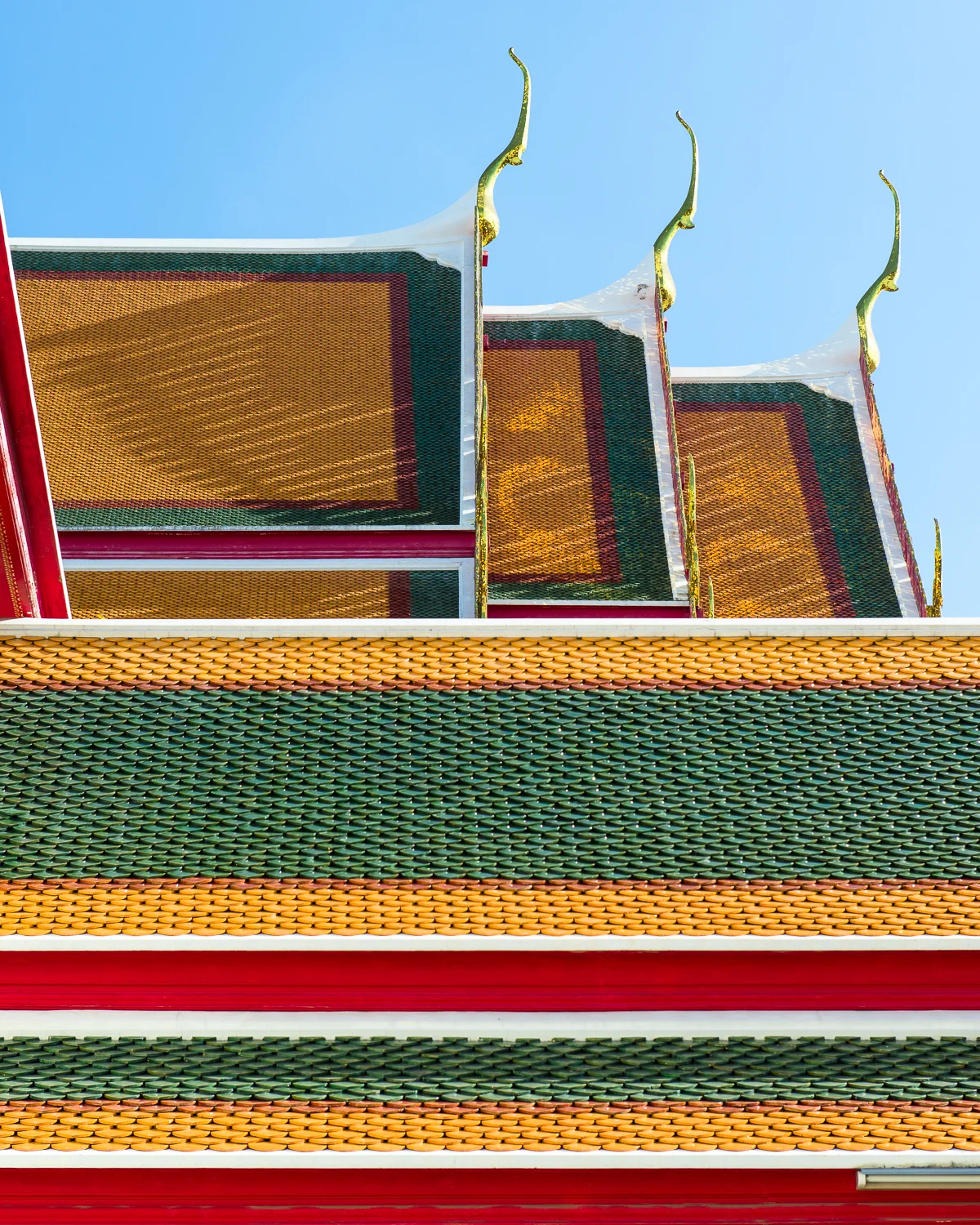 Ceramic roof tiles on a wat.