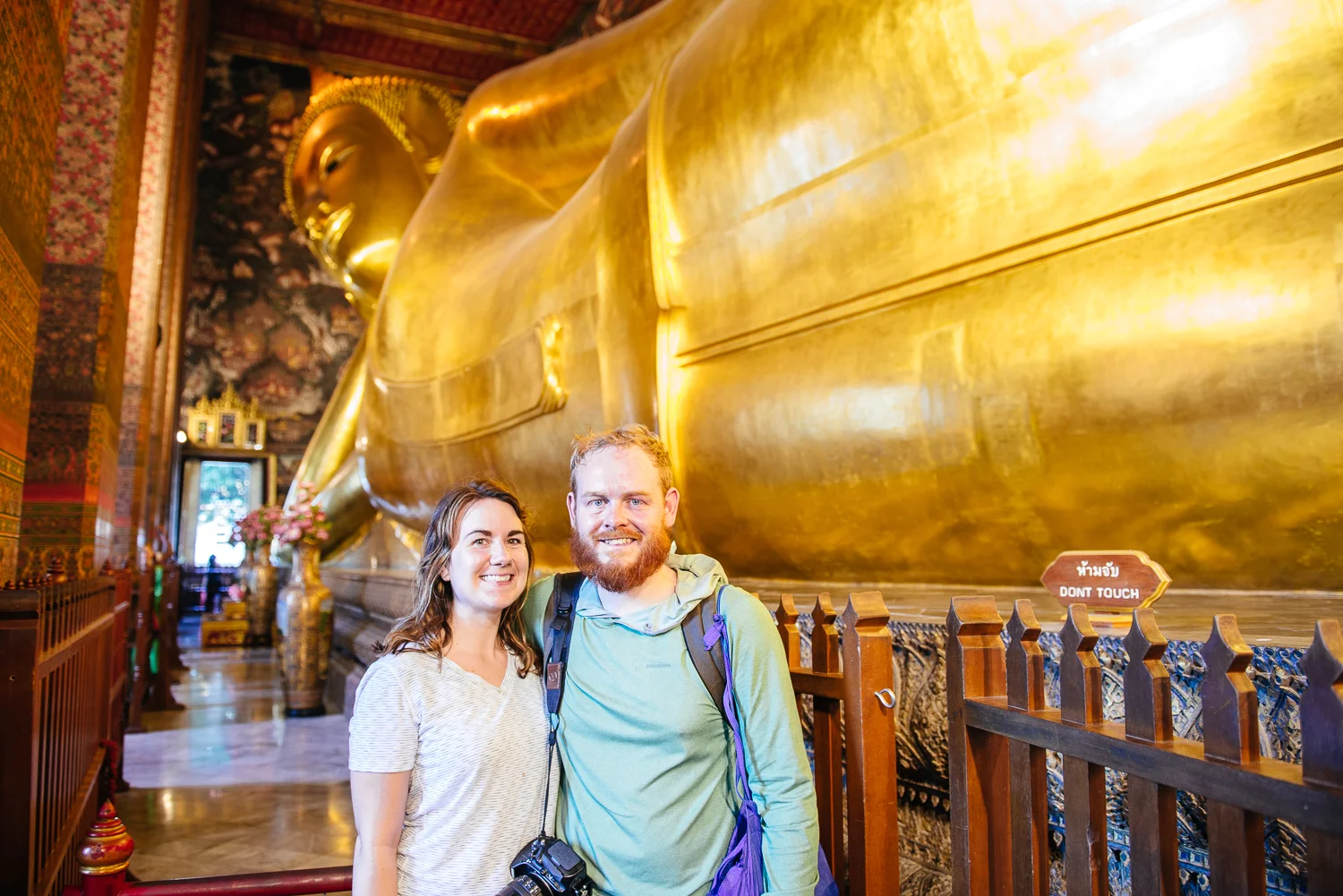 Sam and Mike in from of the Reclining Buddha.