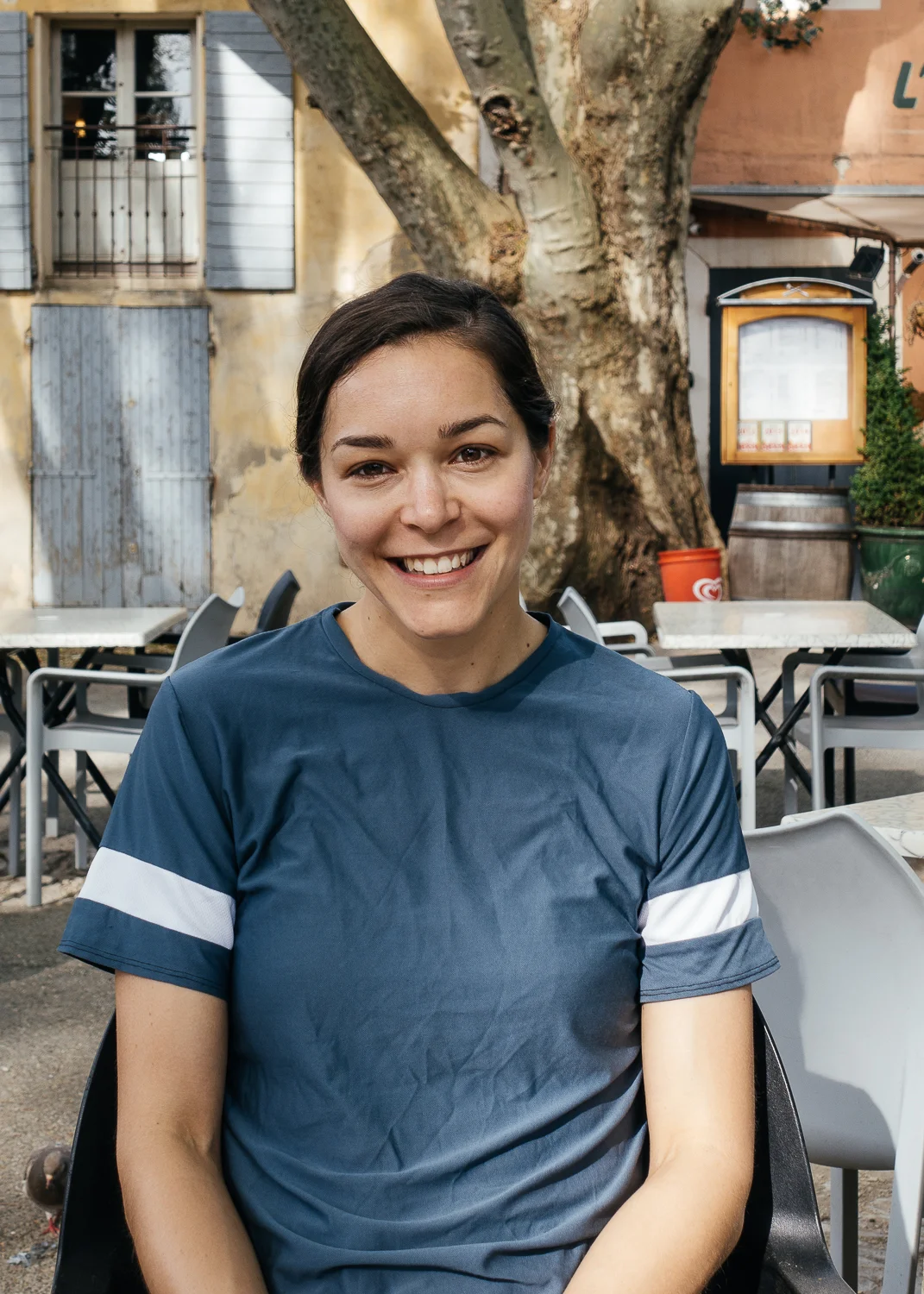 Chelsea at a cafe in Cucuron.