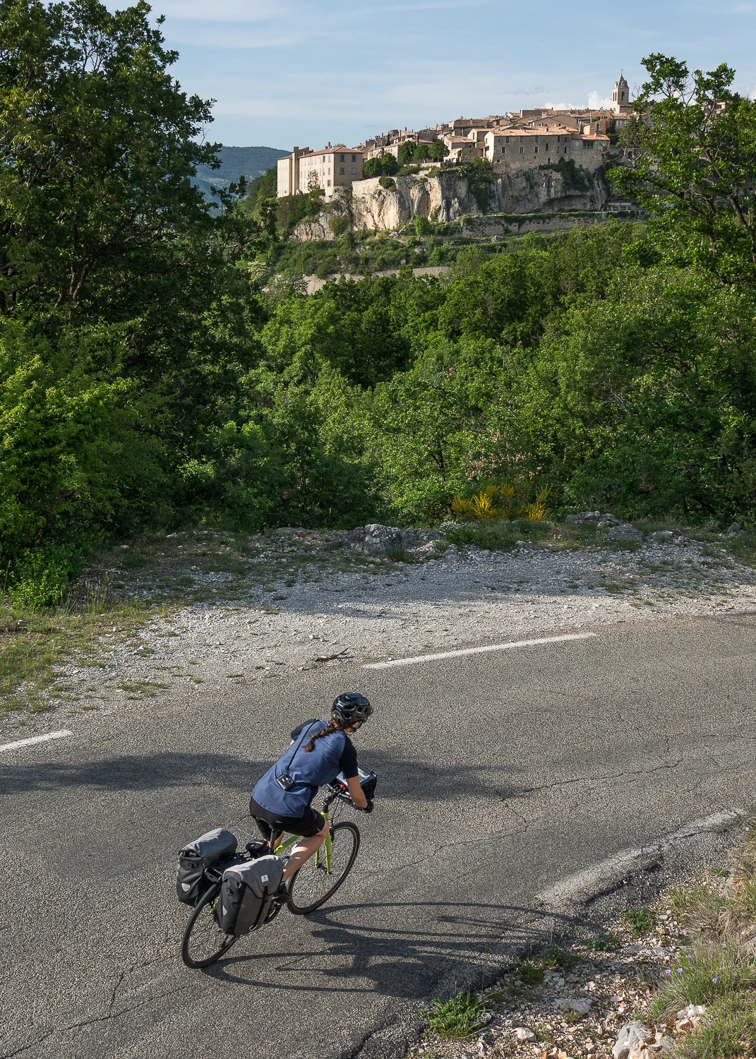 Chelsea descends into the town of Sault.