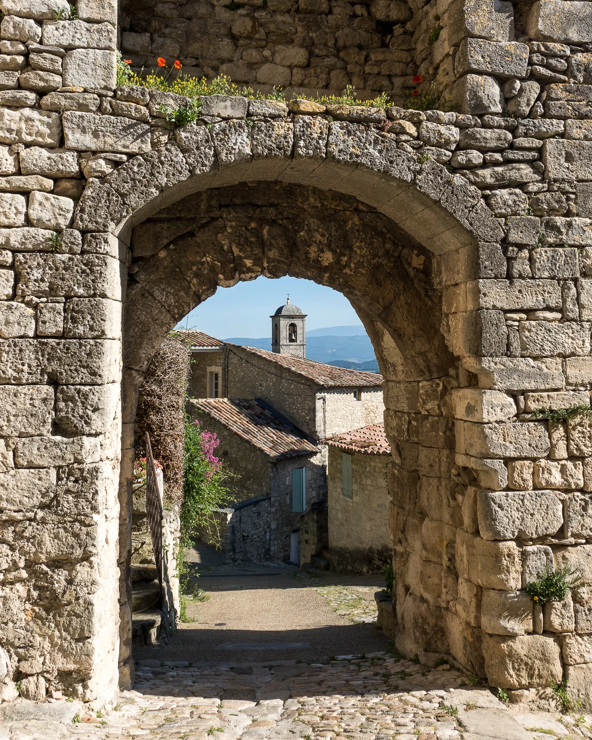 Stone archway in Lacoste, France.
