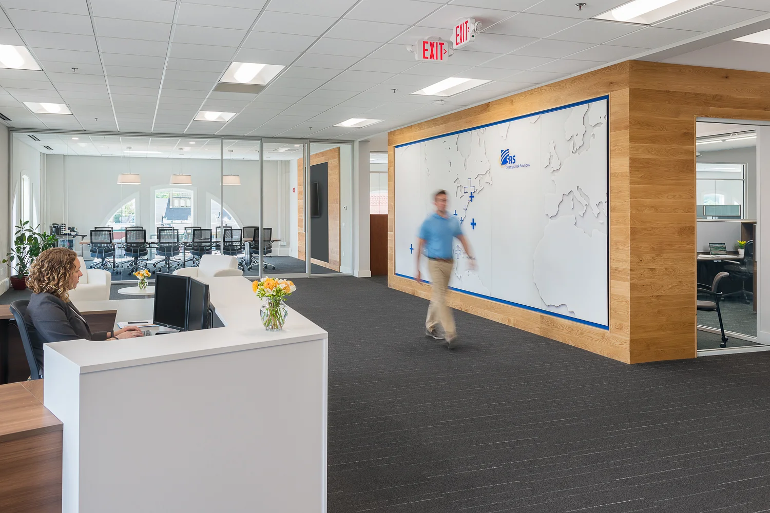 Strategic Risk Solutions lobby and graphic wall.