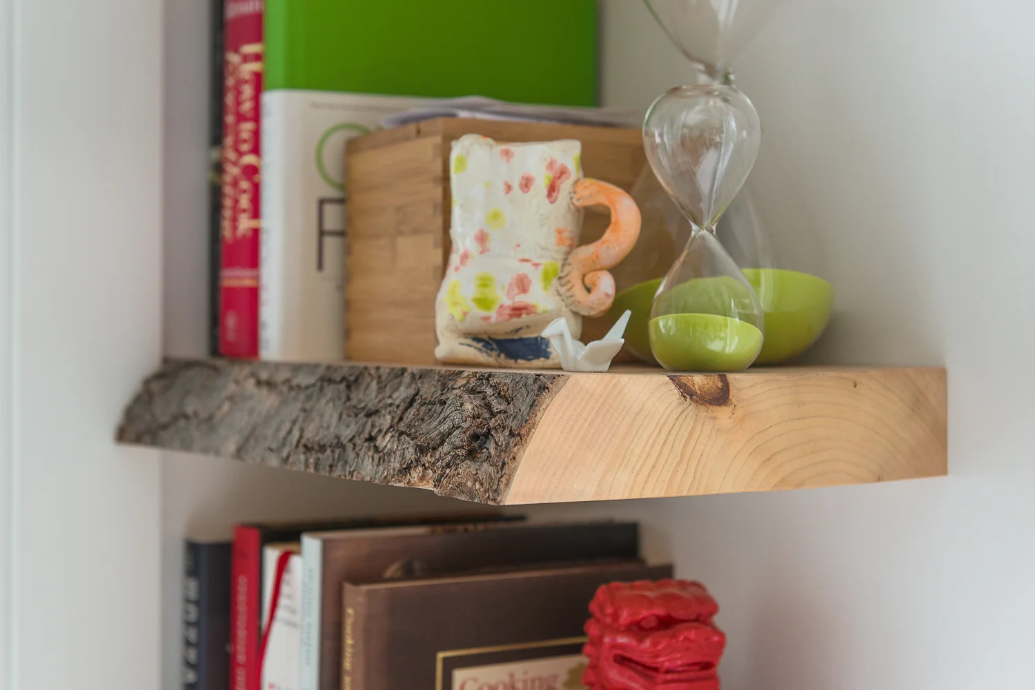 Shelves made from the trees cut from the property.