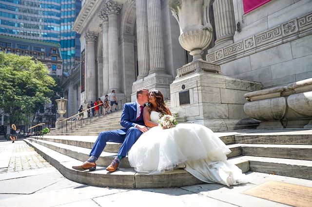 Another beautiful shot from Aarti and Alan's wedding. The New York Public Library is a great location for photos on the photo tour!  #manhattan #newyorkpubliclibrary #Ukbride #ukweddings #weddingphotographer #wedding #weddingplannernyc #elopement #ne