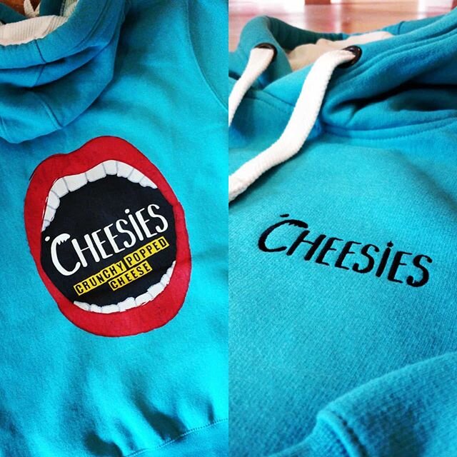 Ultra Premium Hoodies printed full colour and embroidered for @snackcheesies #cheese #snacks #hoodies #dtg #embroidery #exeter #devon #roarclothinguk