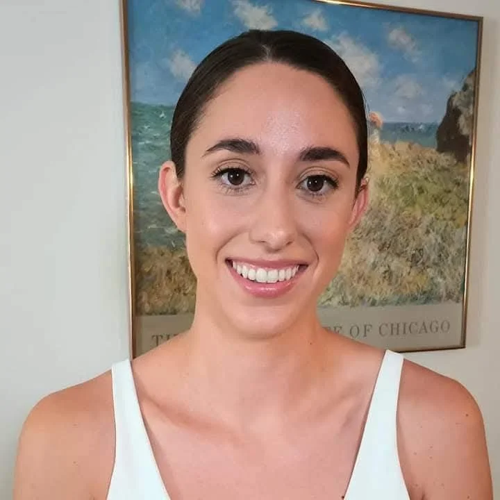 Soft glam bridal makeup during an in-home bridal trial in Iowa.