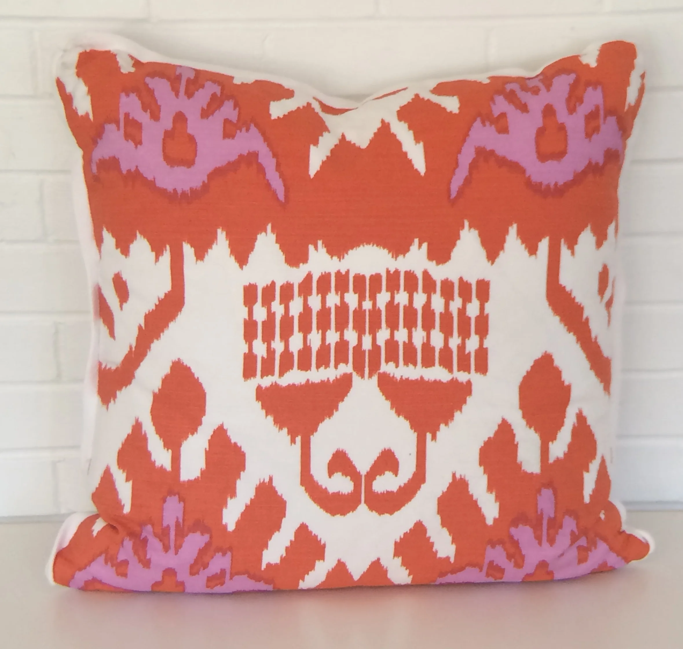 Orange and pink Ikat Pillow