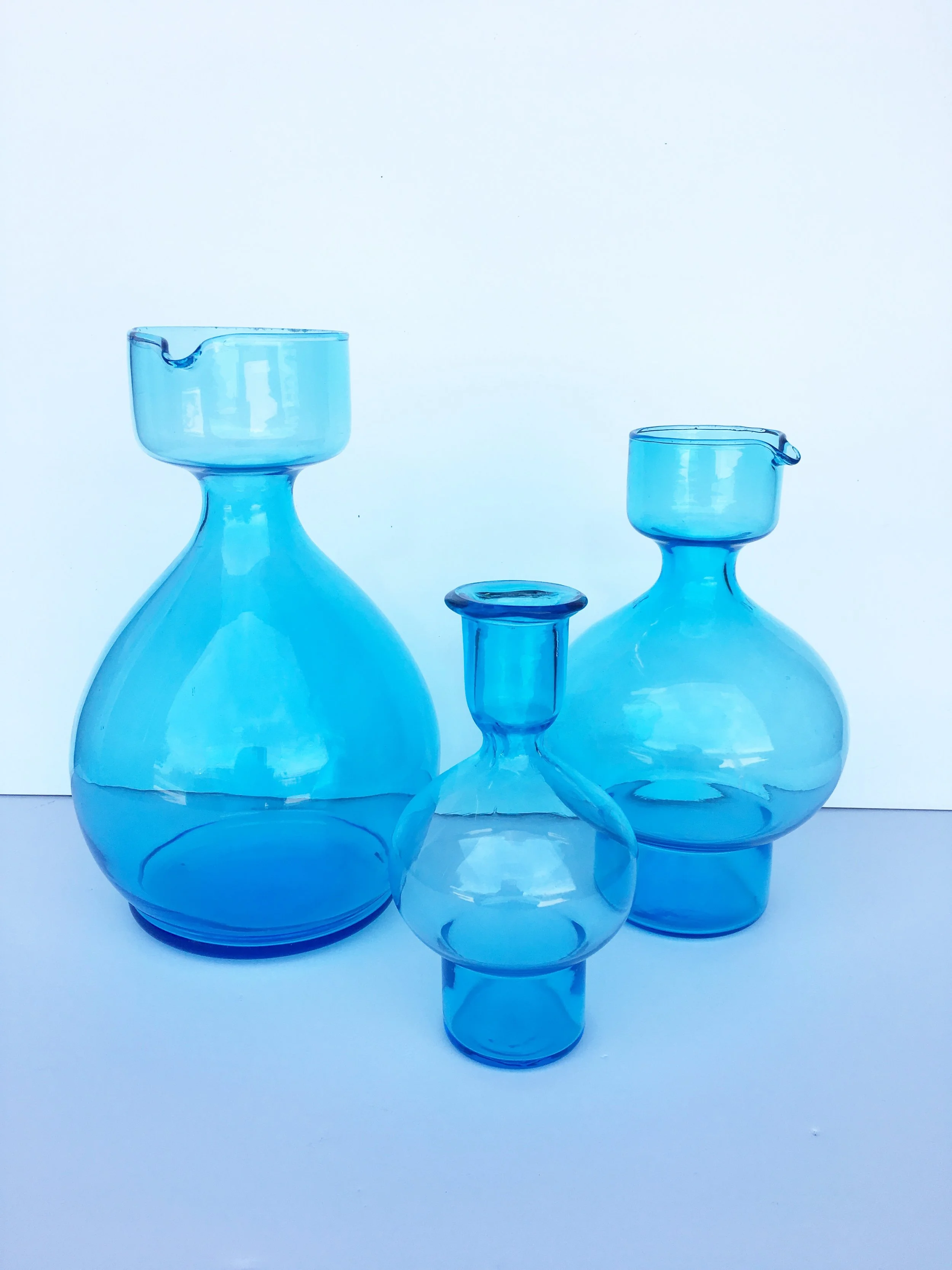 blue glass vase