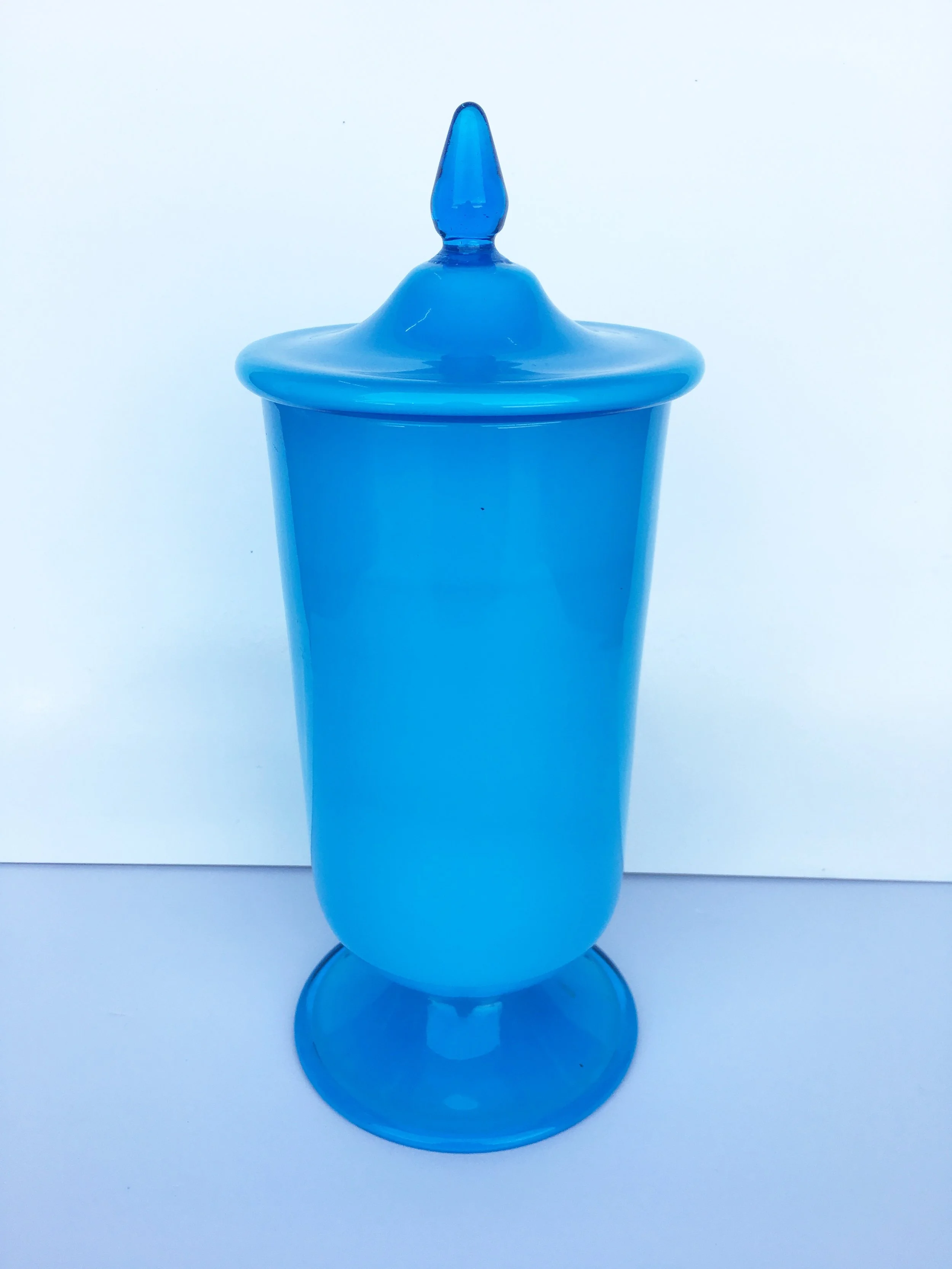 blue vase with lid