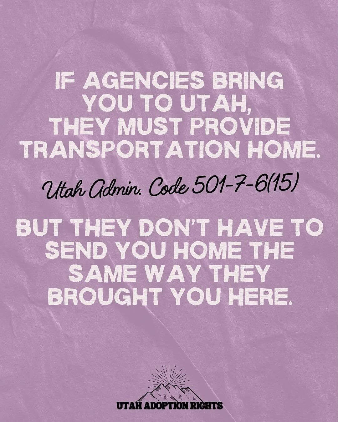 Repost: @adoptionrights 
We&rsquo;ve talked about this practice before. Adoption agencies will fly expectant moms out to Utah, only to transport them back home via Greyhound bus. Especially if they change their mind about adoption. But it&rsquo;s not