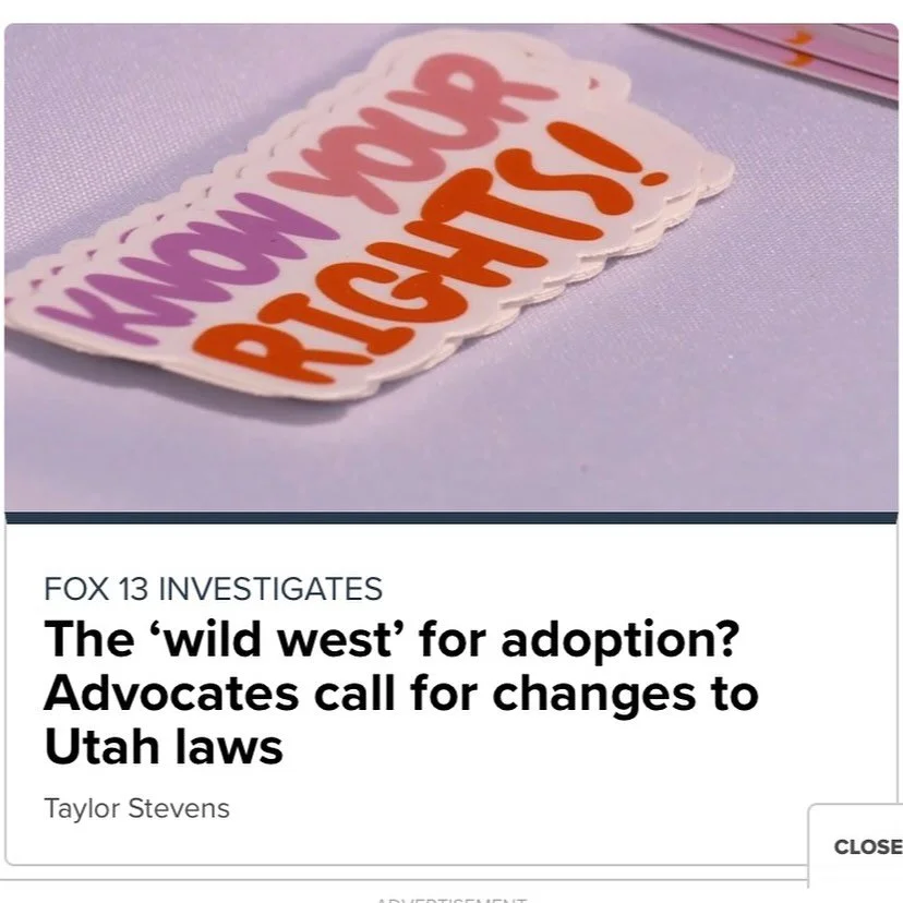 I am so grateful for the opportunity to participate in yet another GREAT segment with the recent piece published by @fox13now on &ldquo;adoption tourism&rdquo; in Utah. 
.
&ldquo;It does raise the question of, &lsquo;Are we paying women for their bab