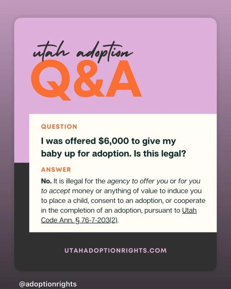 If someone offers you money to give up your baby, it&rsquo;s not a gift, it&rsquo;s illegal.  We hear it all too often:  moms are promised thousands of dollars, sometimes $6,000 or more, if they &ldquo;simply&rdquo; sign adoption papers.  Maybe you h