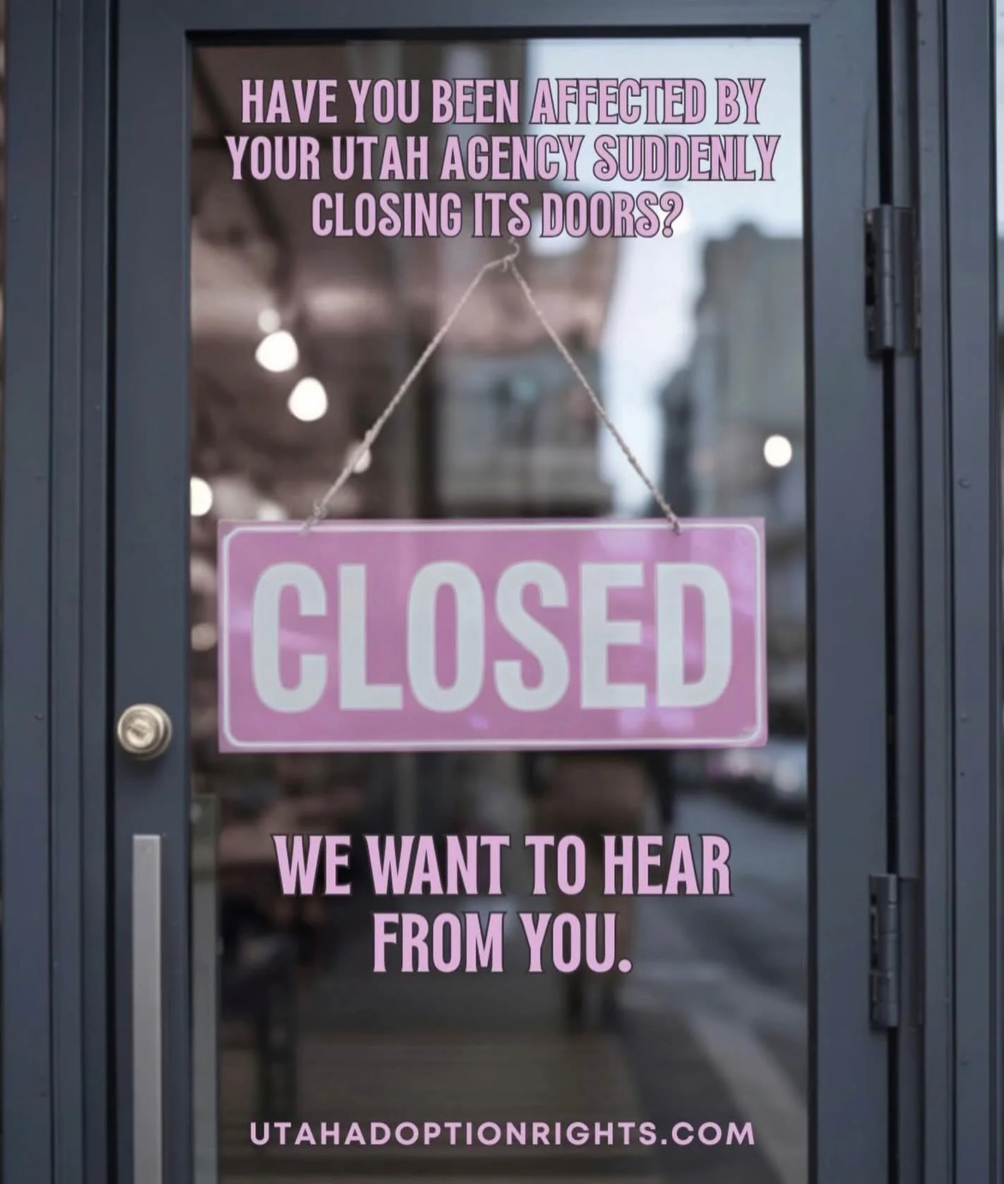 One of the five UT agencies engaged in adoption tourism announced yesterday they are closing their doors, effective immediately. No wind down period, no refunds offered, and no mention of what moms will do if they are currently in Utah to pursue adop