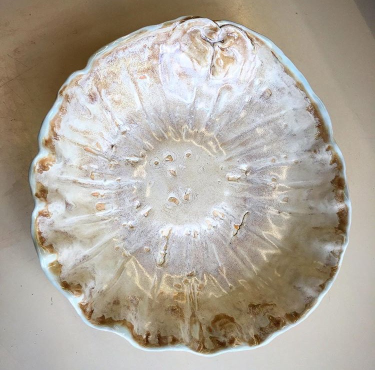 handbuilt scalloped bowl