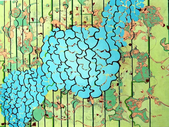 Lisa Corinne Davis, Veritable Aberration , 2012, oil on wood panel, 28” x 34” 