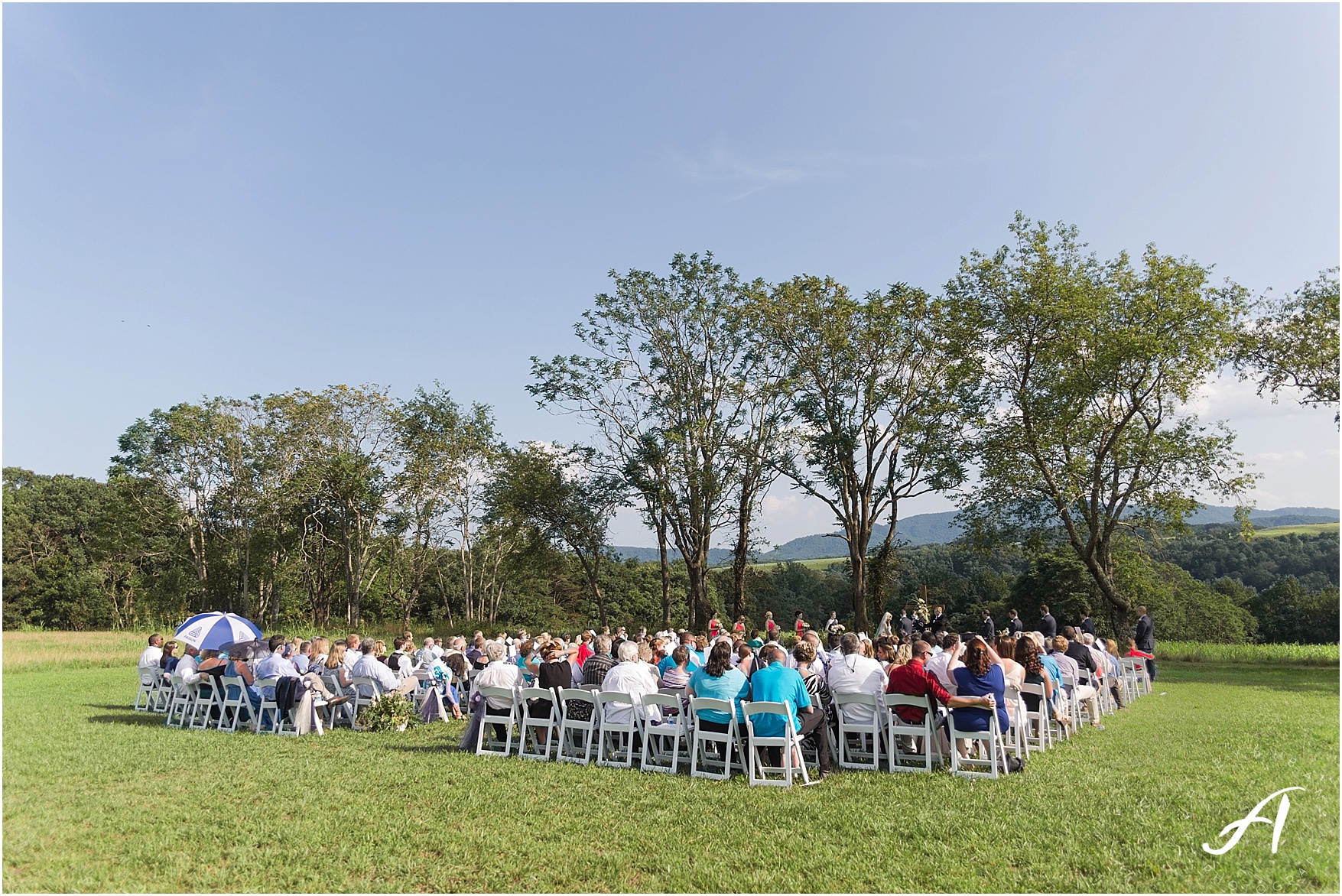 navy and coral mountain view Wedding at The Glen at The Boxtree Lodge || Braeloch Wedding in Vinton, Virginia || Ashley Eiban Photography || www.ashleyeiban.com