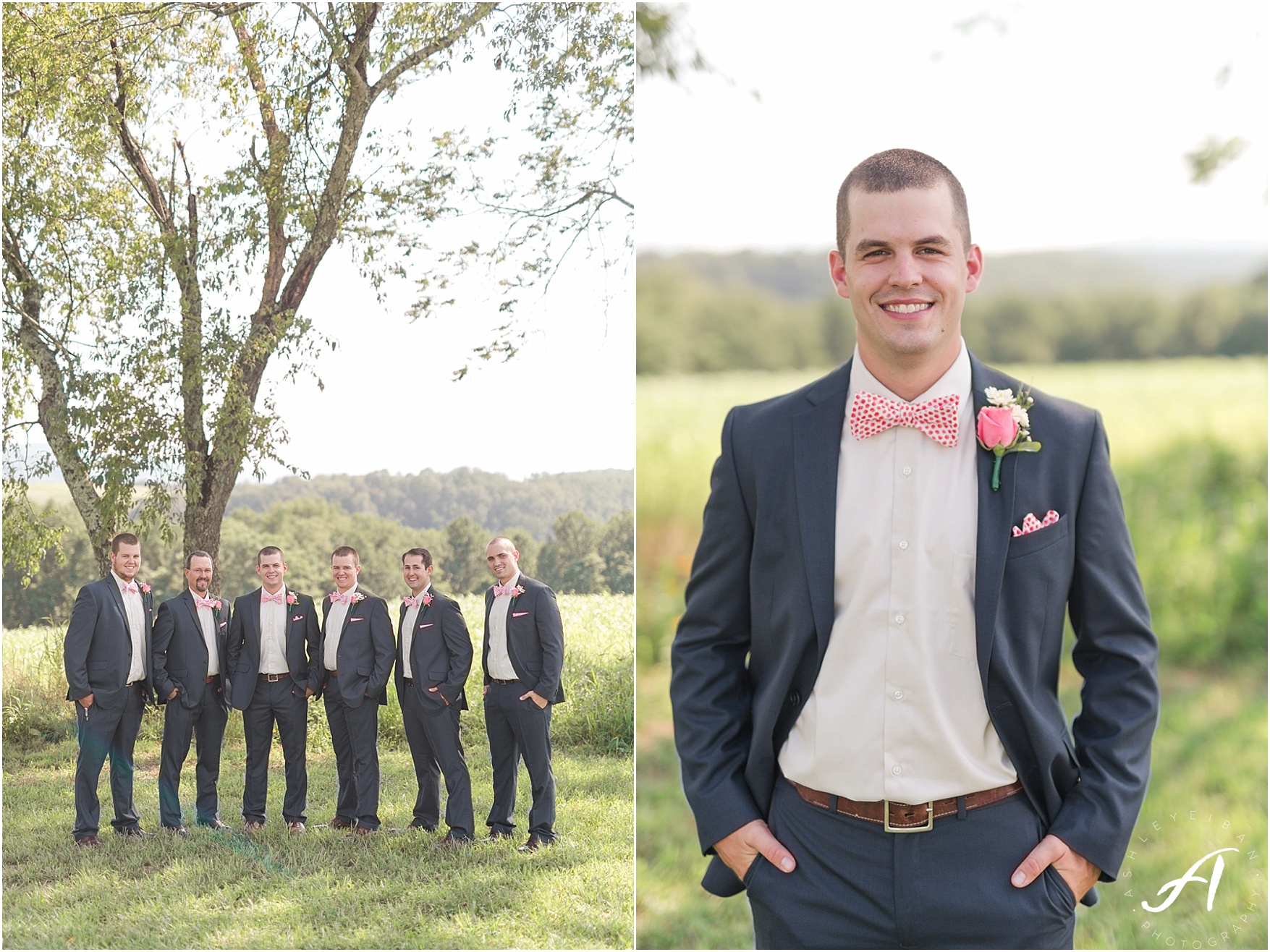 navy and coral mountain view Wedding at The Glen at The Boxtree Lodge || Braeloch Wedding in Vinton, Virginia || Ashley Eiban Photography || www.ashleyeiban.com