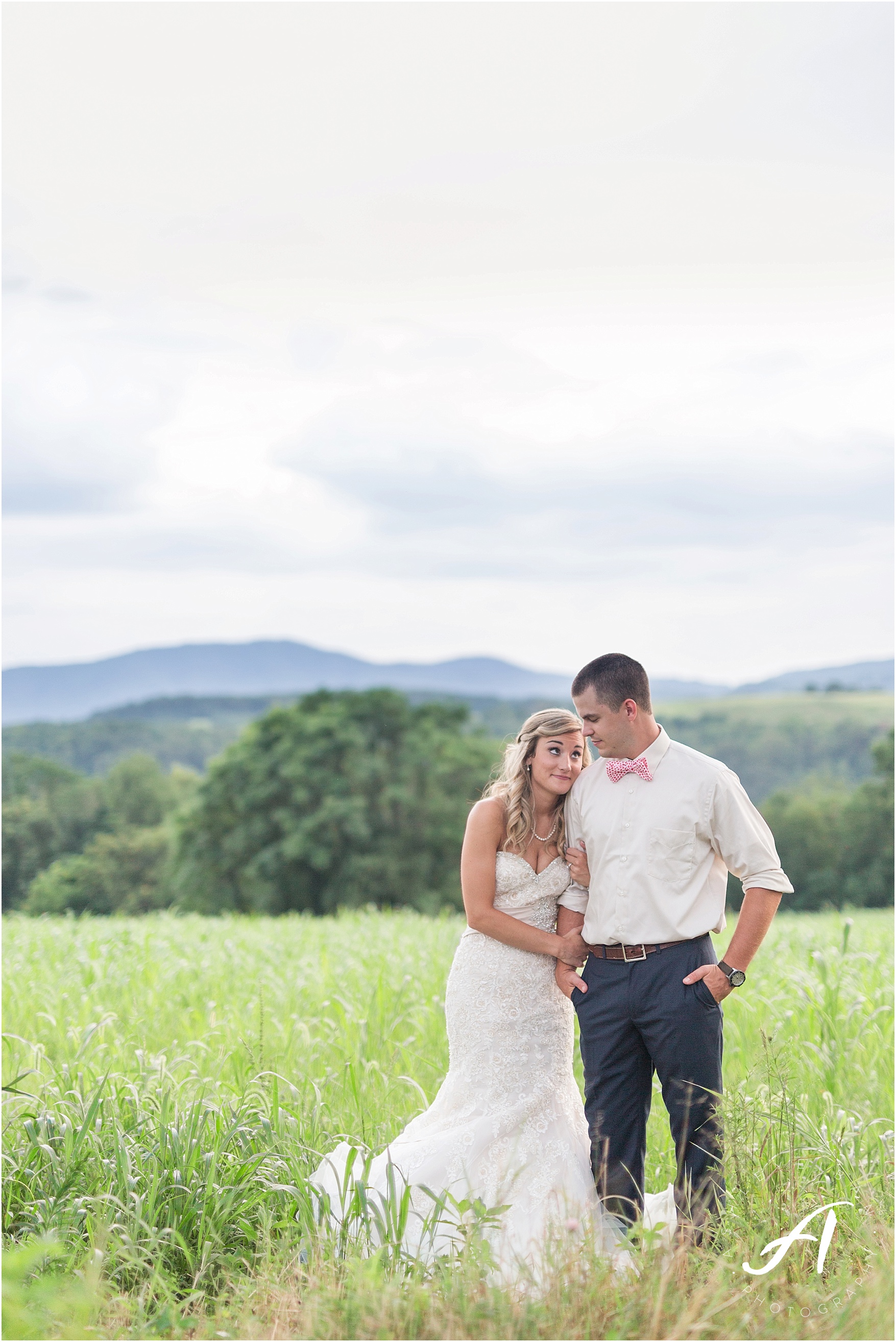 navy and coral mountain view Wedding at The Glen at The Boxtree Lodge || Braeloch Wedding in Vinton, Virginia || Ashley Eiban Photography || www.ashleyeiban.com