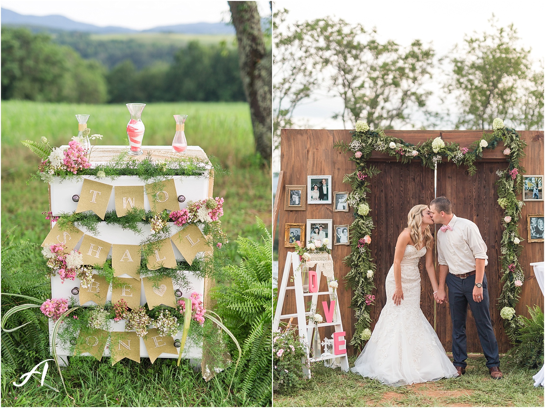 navy and coral mountain view Wedding at The Glen at The Boxtree Lodge || Braeloch Wedding in Vinton, Virginia || Ashley Eiban Photography || www.ashleyeiban.com