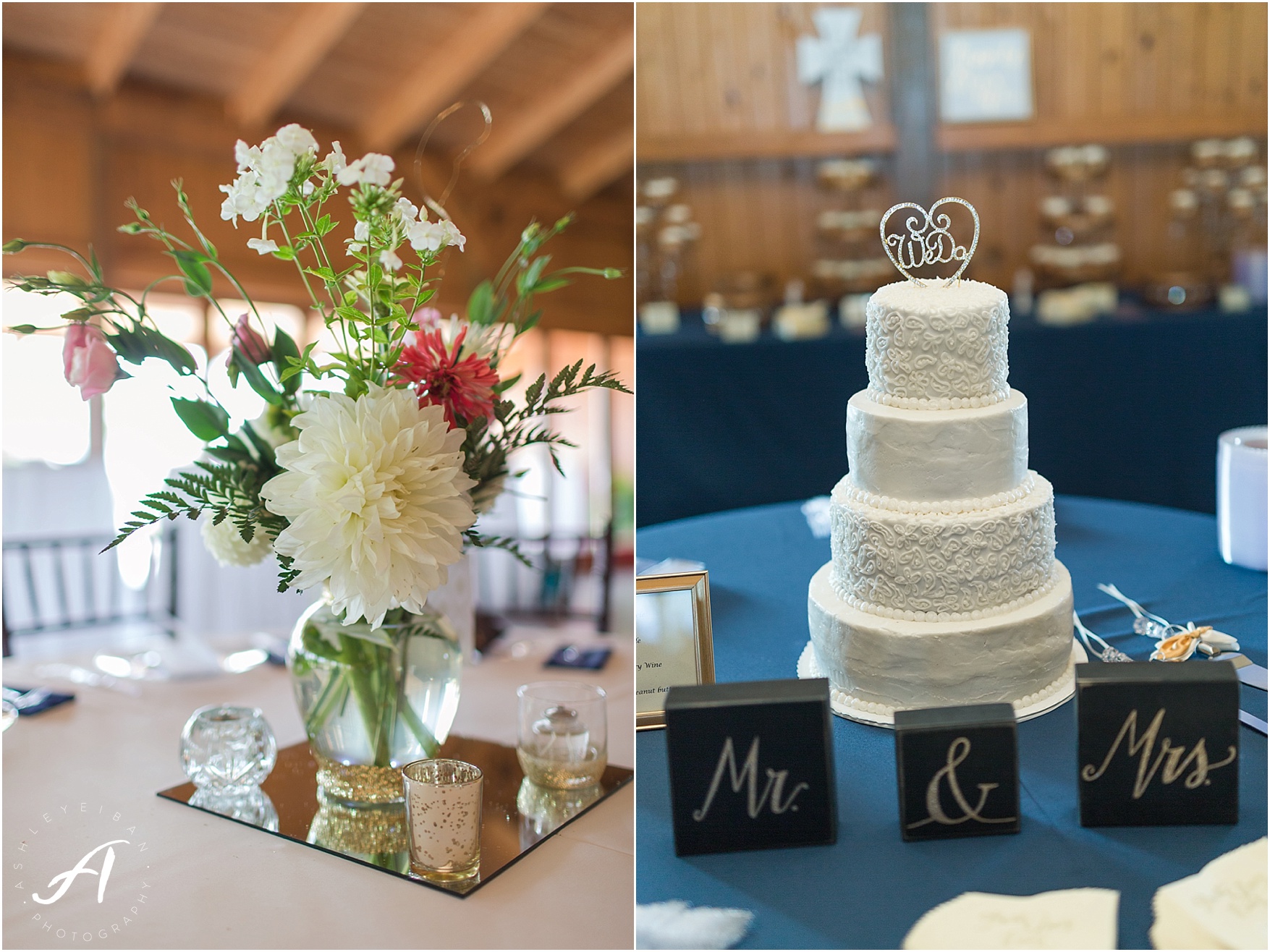 navy and coral mountain view Wedding at The Glen at The Boxtree Lodge || Braeloch Wedding in Vinton, Virginia || Ashley Eiban Photography || www.ashleyeiban.com