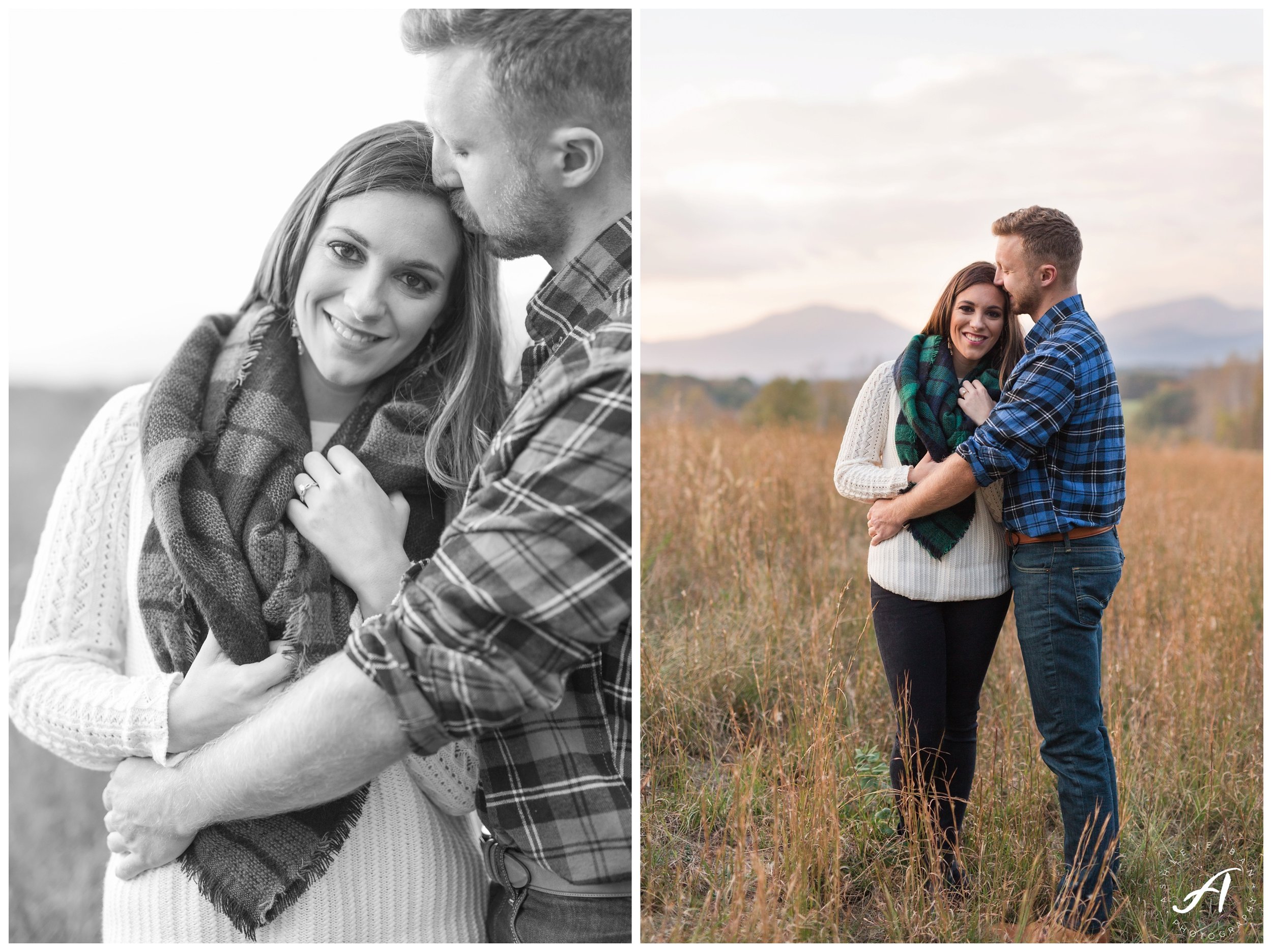 Mountain view fall engagement session at Sierra Vista in Lynchburg, Virginia || www.ashleyeiban.com