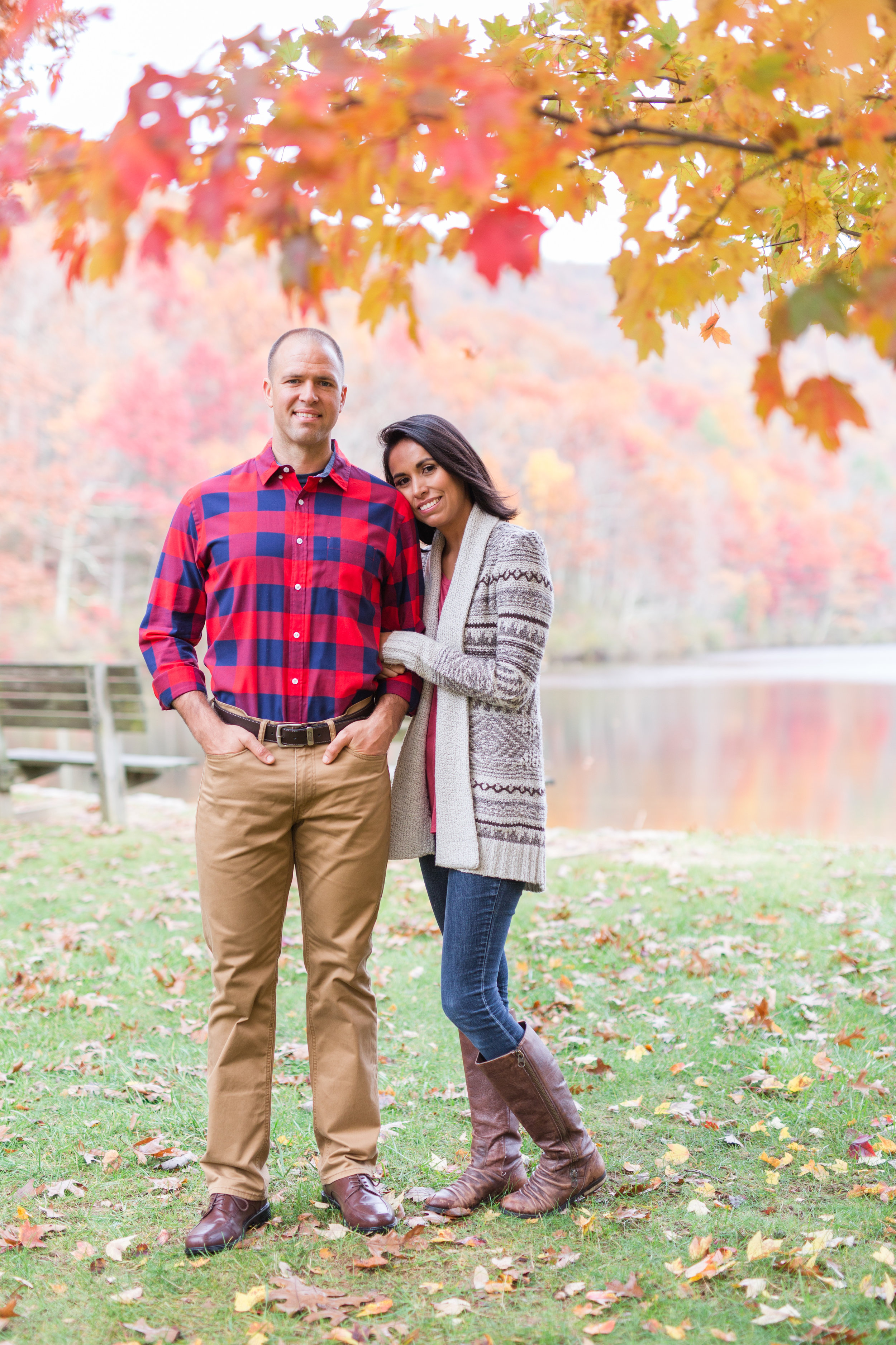 Fall engagement session at lake sherando in central virginia || Lynchburg Wedding and Engagement Photographer || www.ashleyeiban.com
