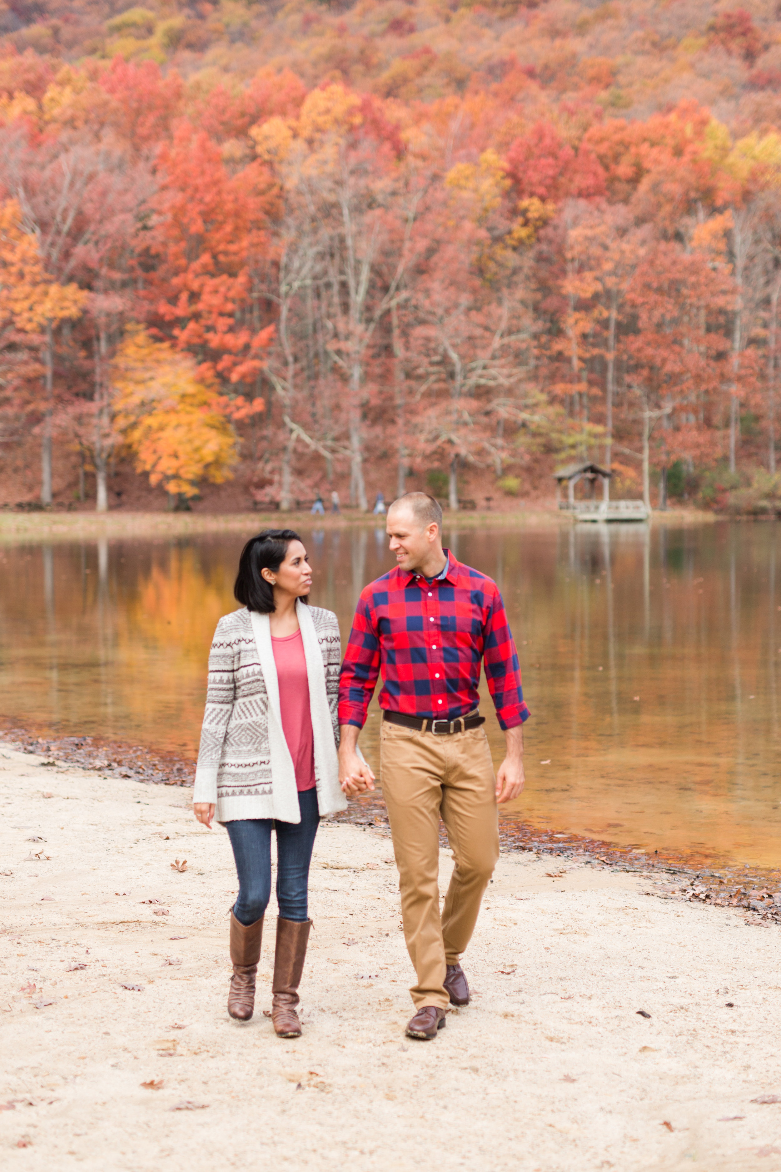 Fall engagement session at lake sherando in central virginia || Lynchburg Wedding and Engagement Photographer || www.ashleyeiban.com