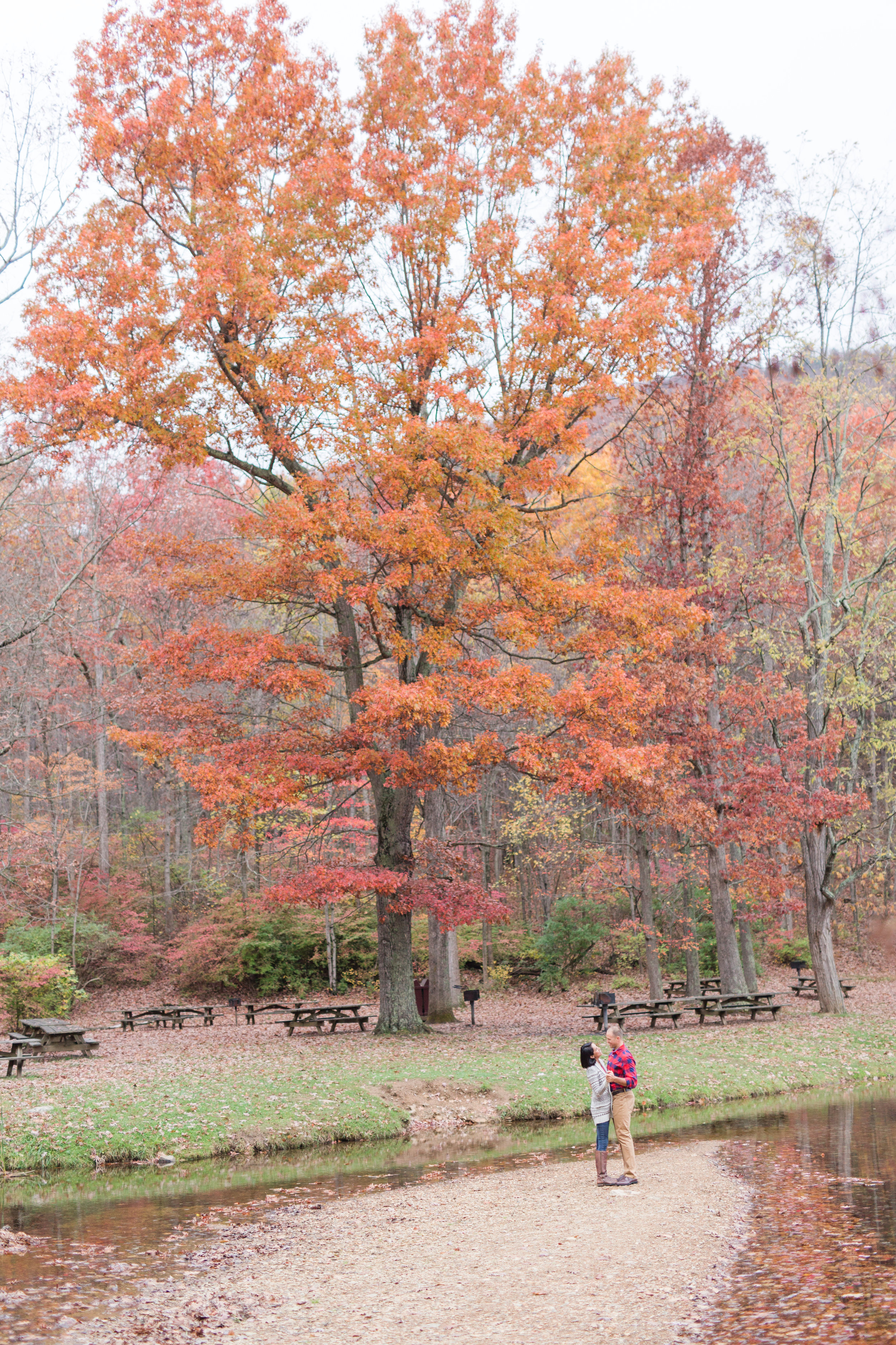 Fall engagement session at lake sherando in central virginia || Lynchburg Wedding and Engagement Photographer || www.ashleyeiban.com