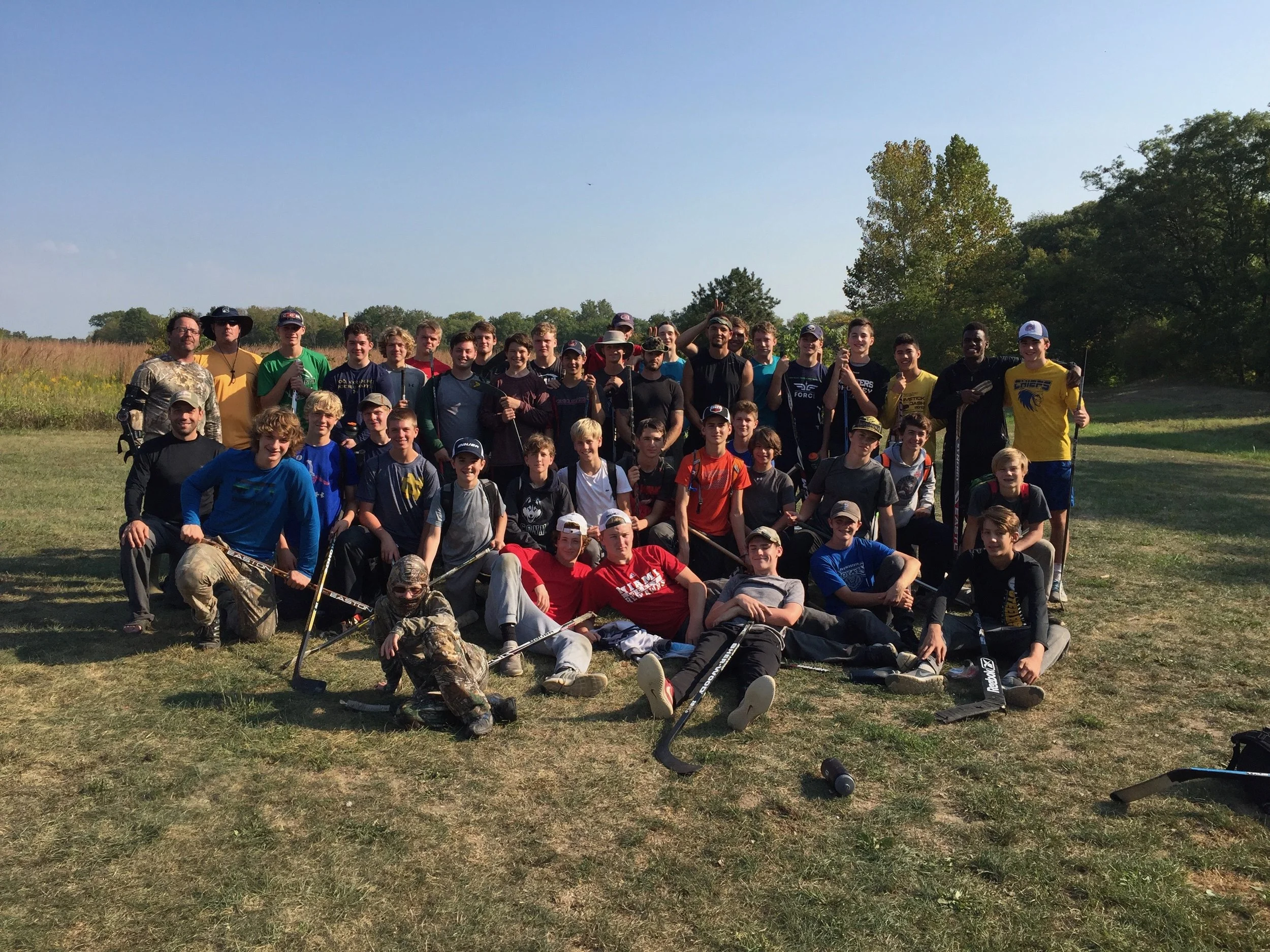The young men of the Indy Racers, U 14 and U 16 after a 3 day crucible; Indianapolis Youth Hockey Association 2017