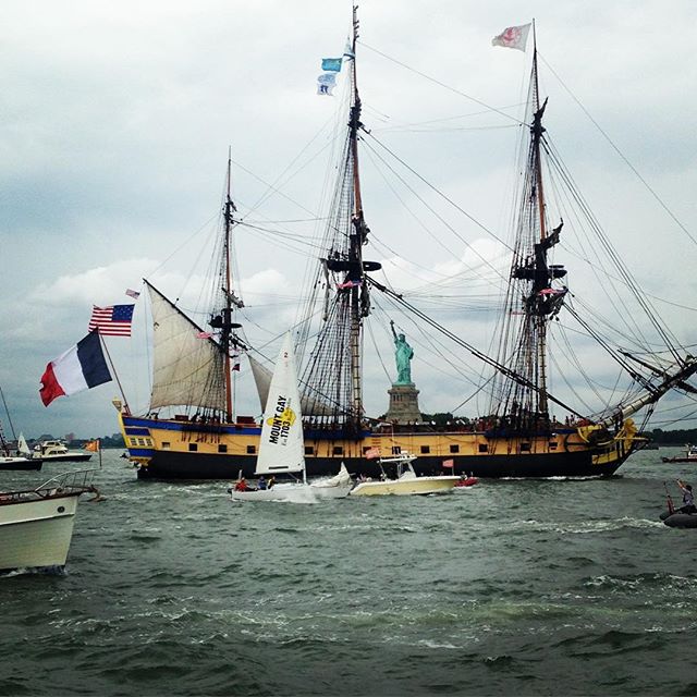 The Statue of Liberty, seen through the #Hermione in the Parade of Ships! #4thofjuly #boatparade #hermione2015 #ladylibery
