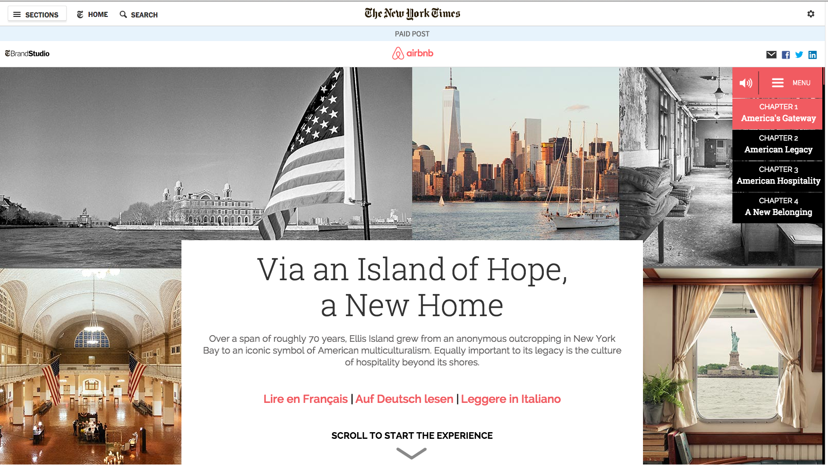 Air BNB on The New York Times: Content Feature—An interactive history of immigration. Link
