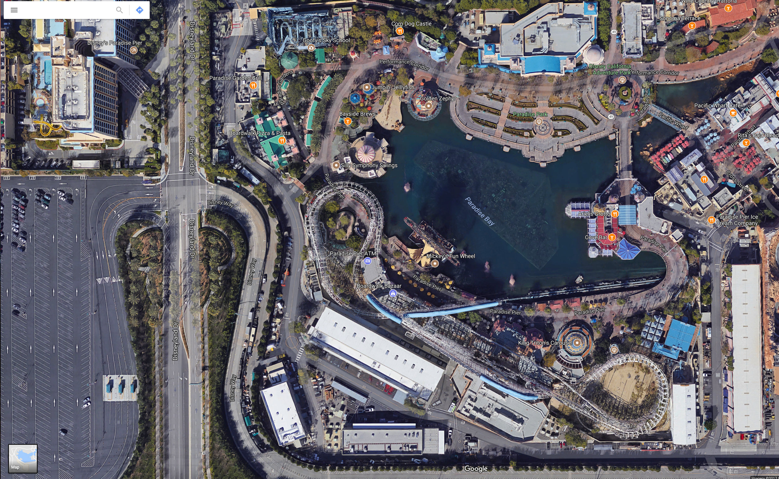 Satellite view of Pixar Pier 