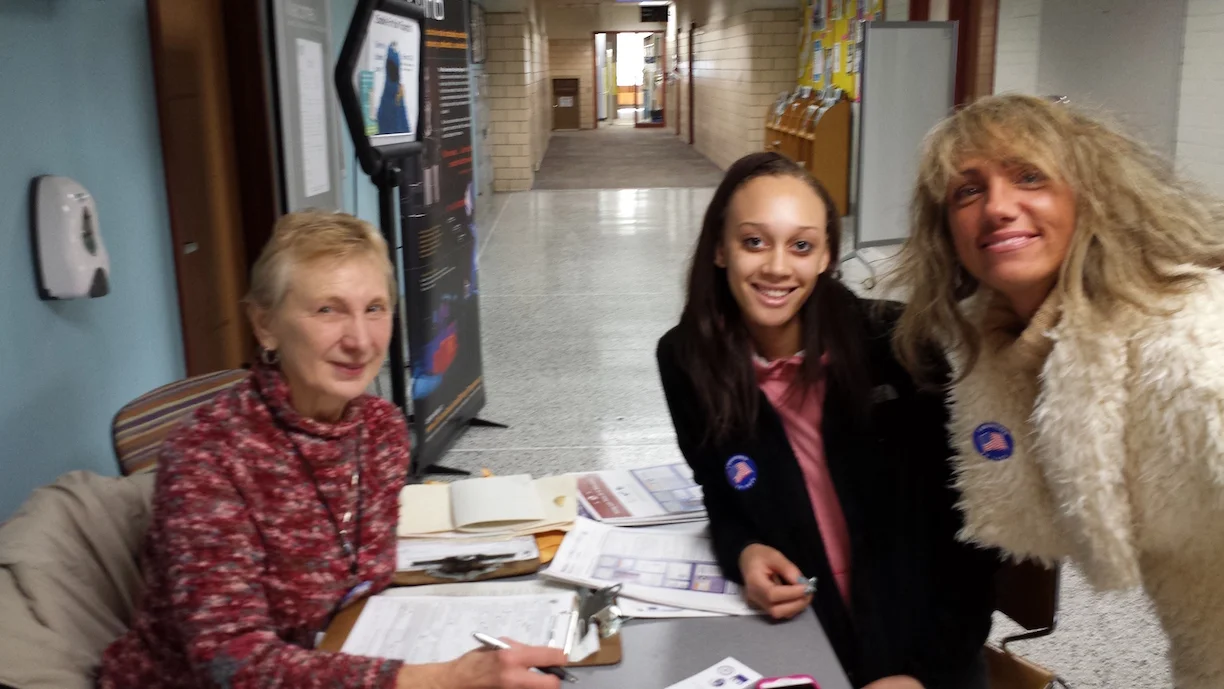 Shirley Haidinger with two happy registrants at MATC Downtown