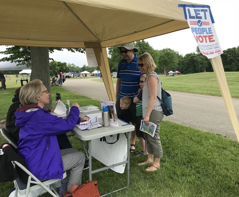 Voter outreach at Lake Farms Park, June, 2018