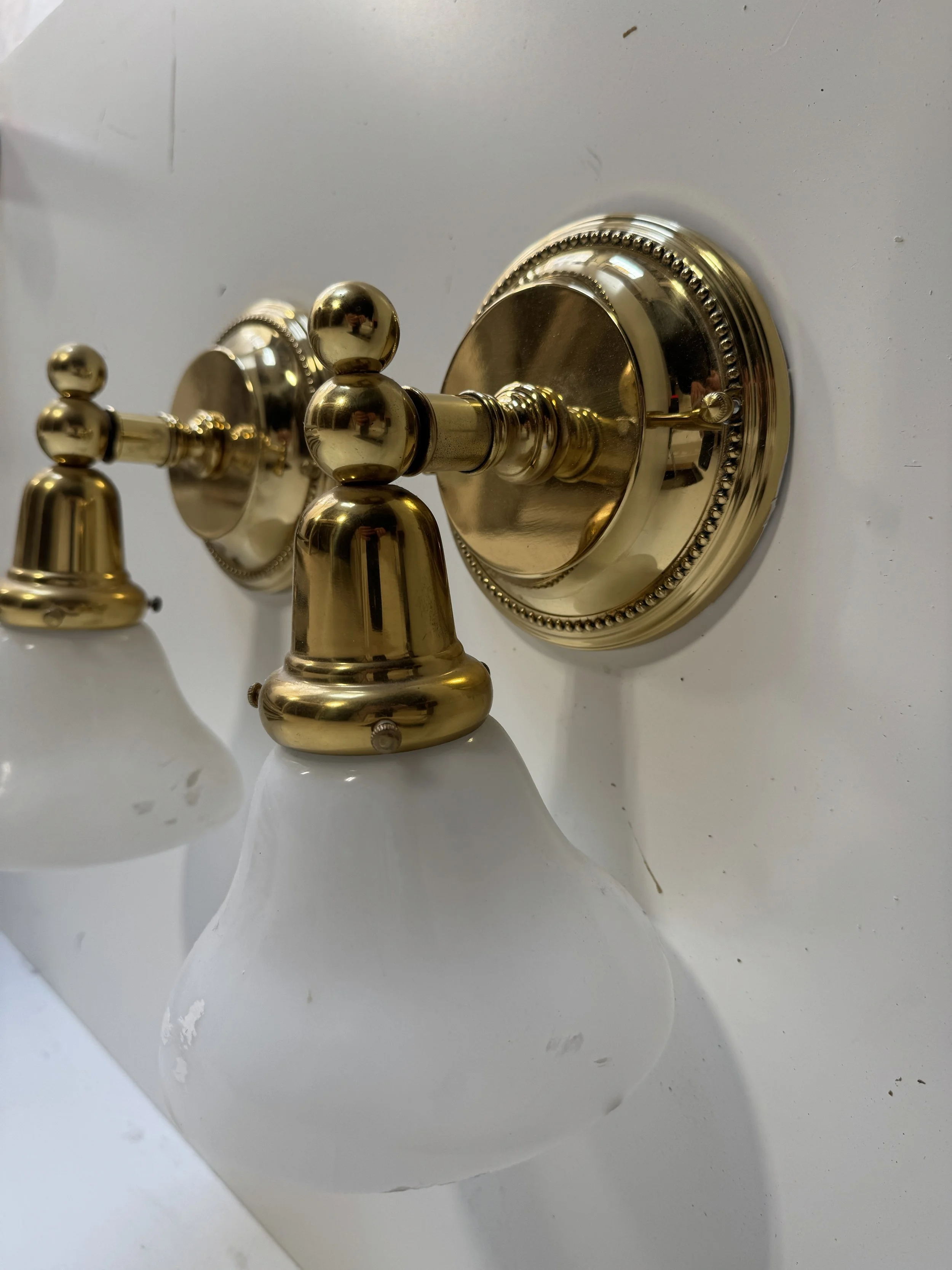 Brass Light Gallery Brass Wall Sconce with Milk Glass W535