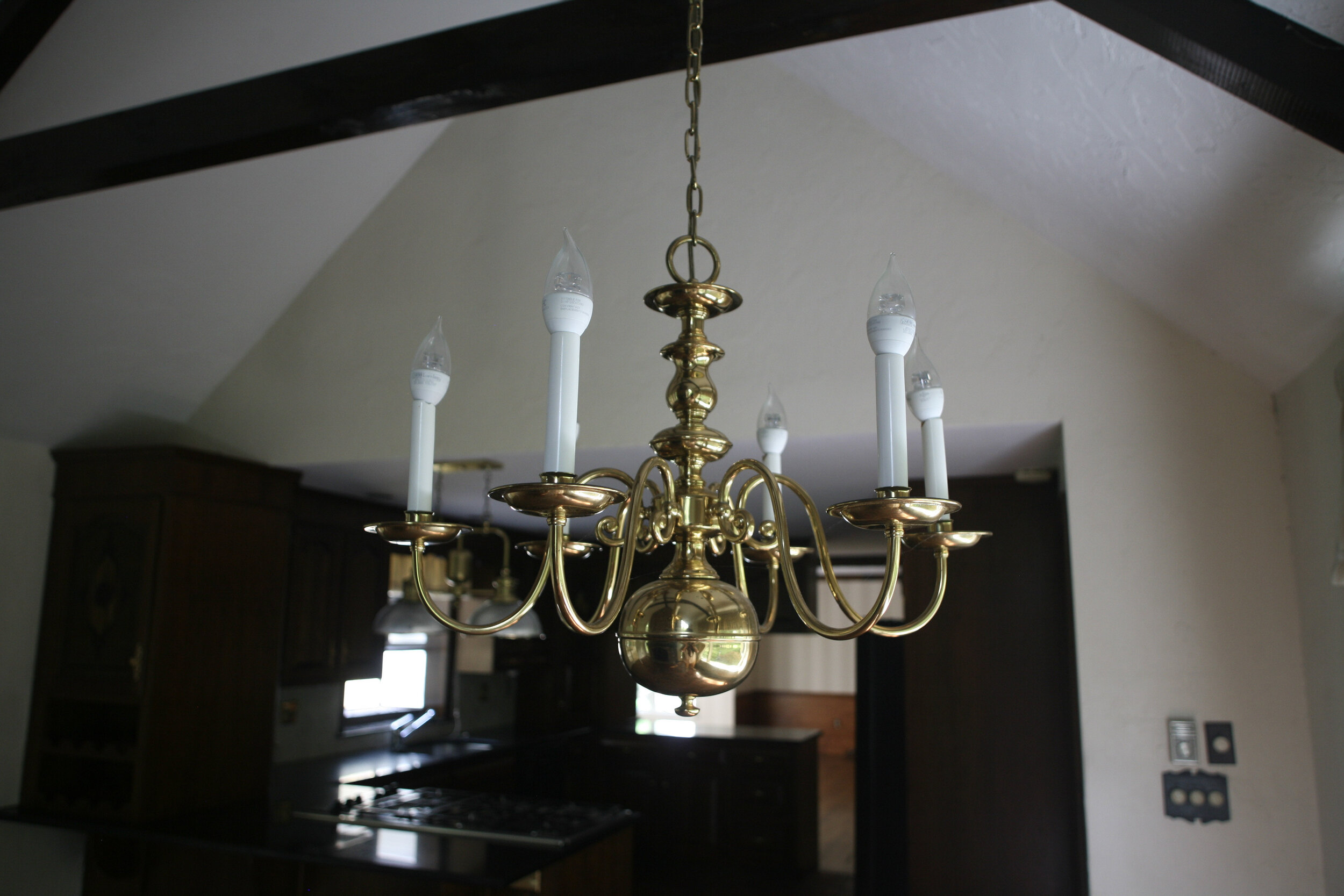 6 Light Brass Chandelier W110