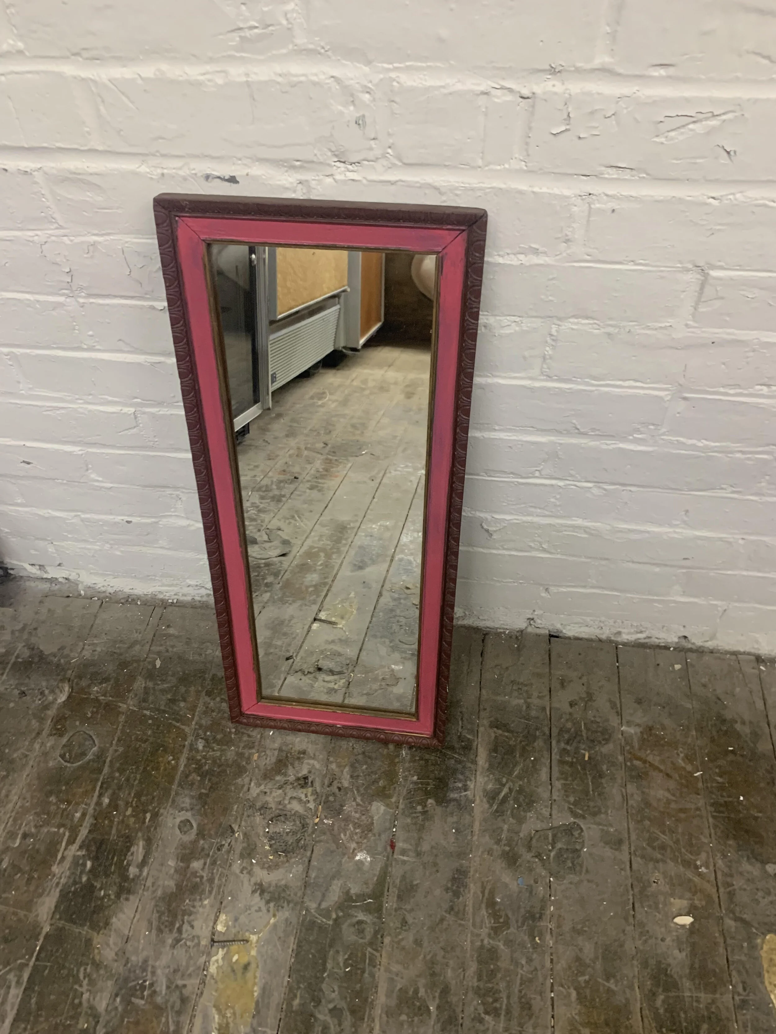 Pink Wooden Framed Mirror