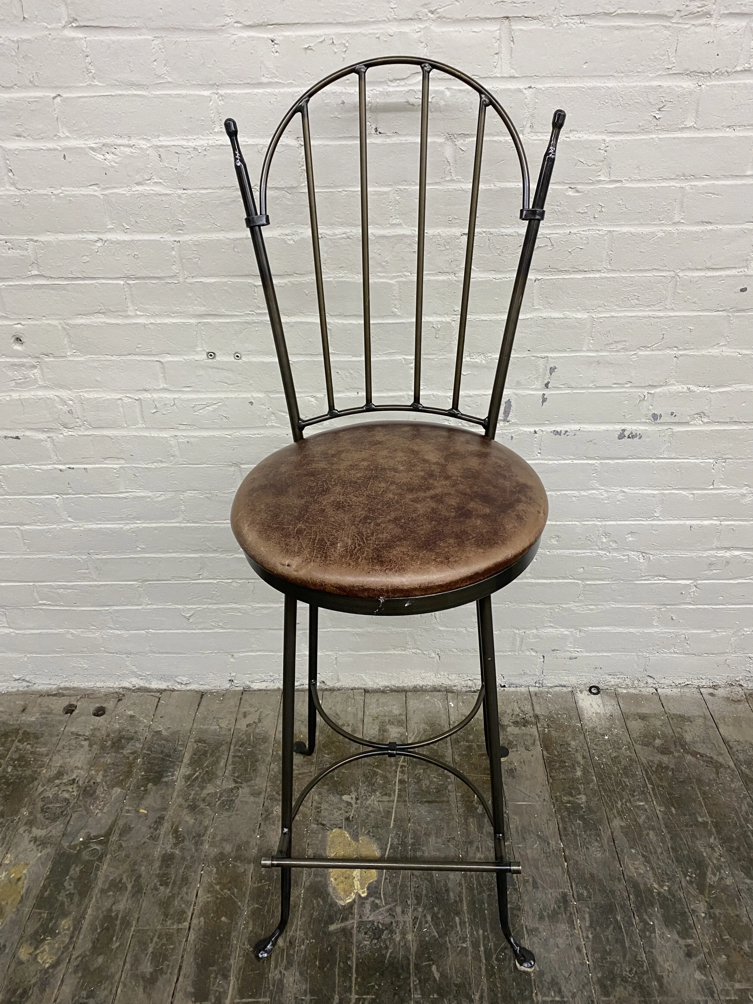 CHARLESTON FORGE Wrought Iron Shaker Arch Bar Height Swivel Stools