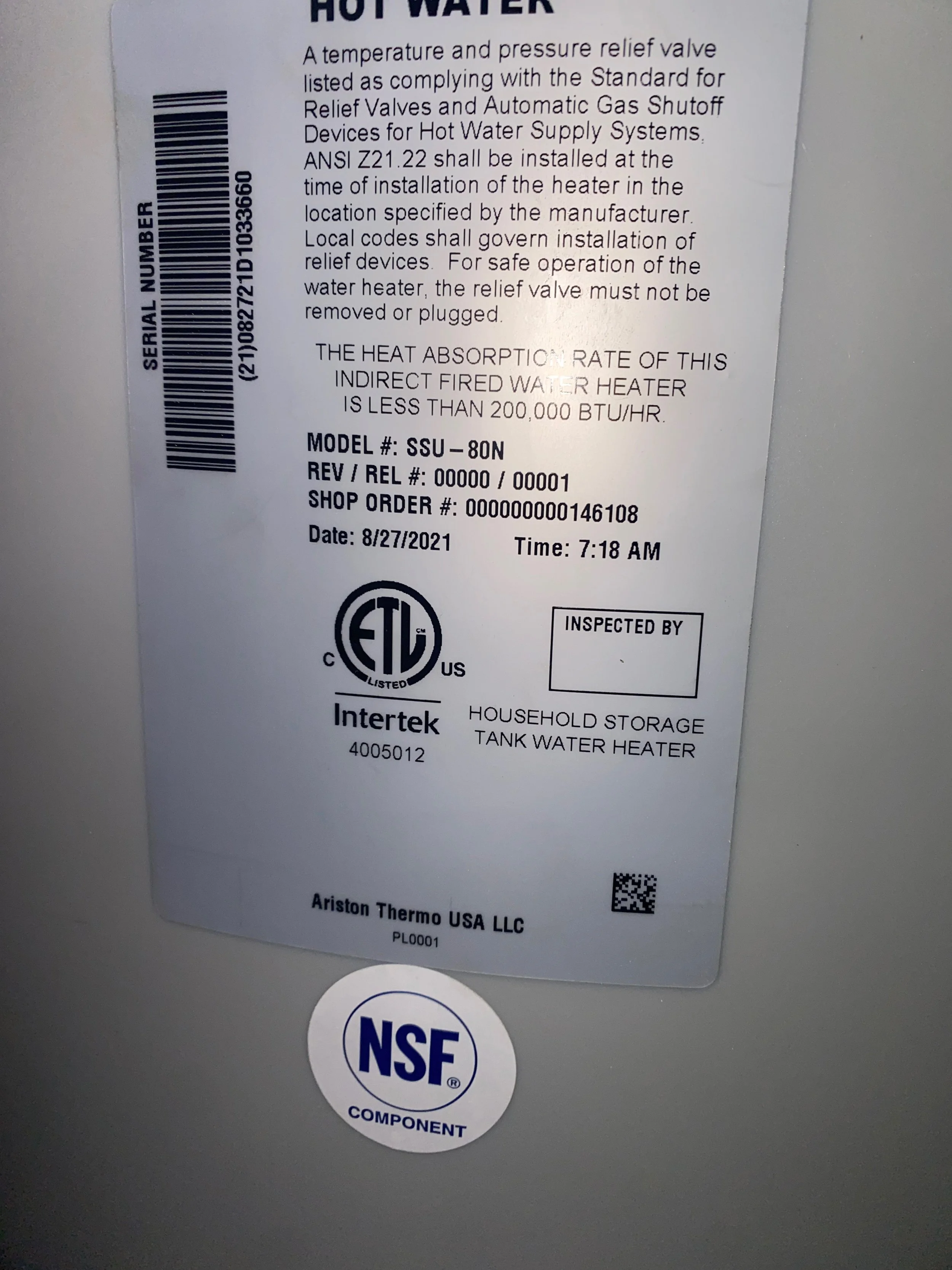 SuperStor 80 Gal Indirect water heater W387 — Upcycle