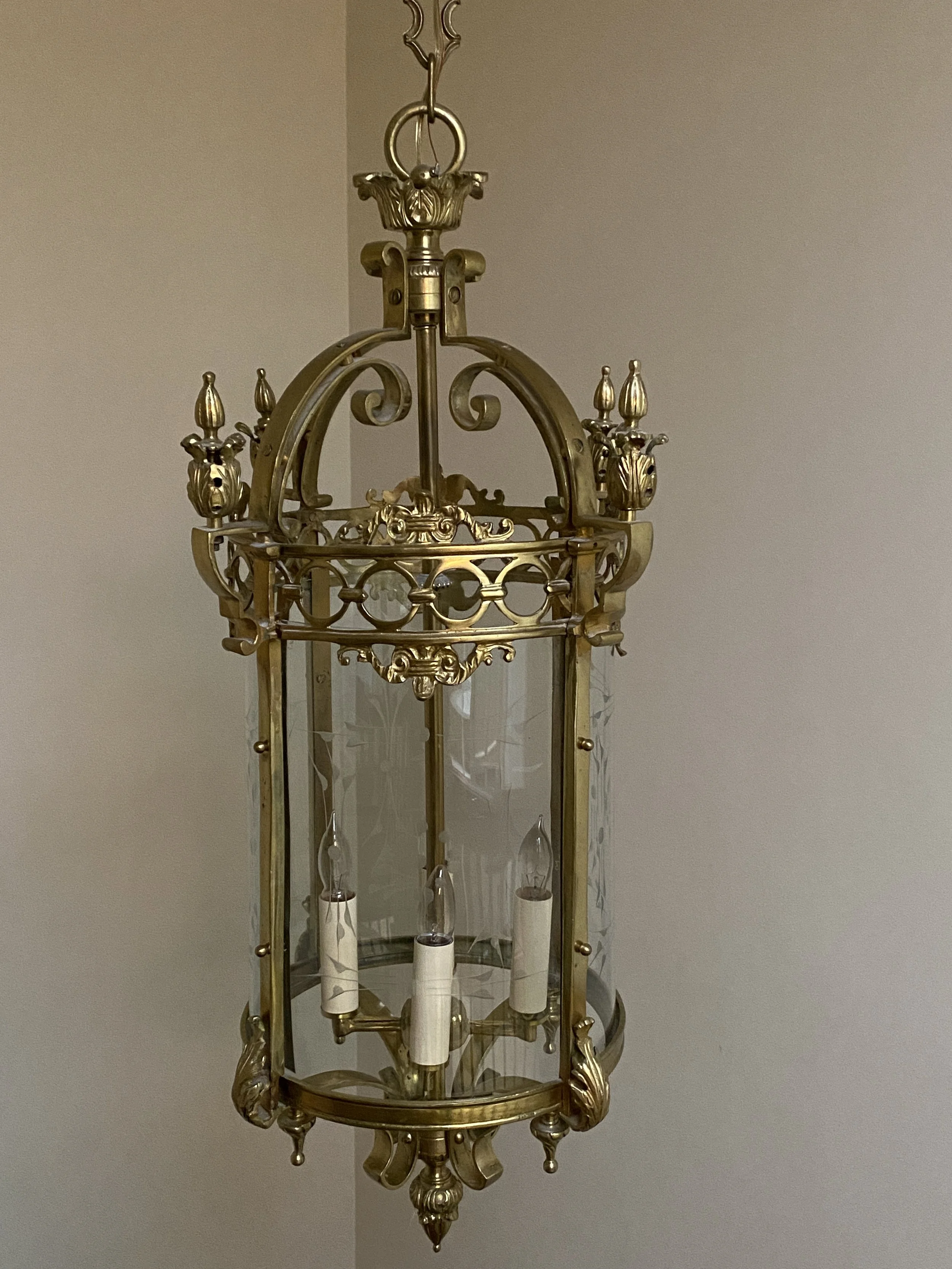 Art Nouveau Brass Lantern W309