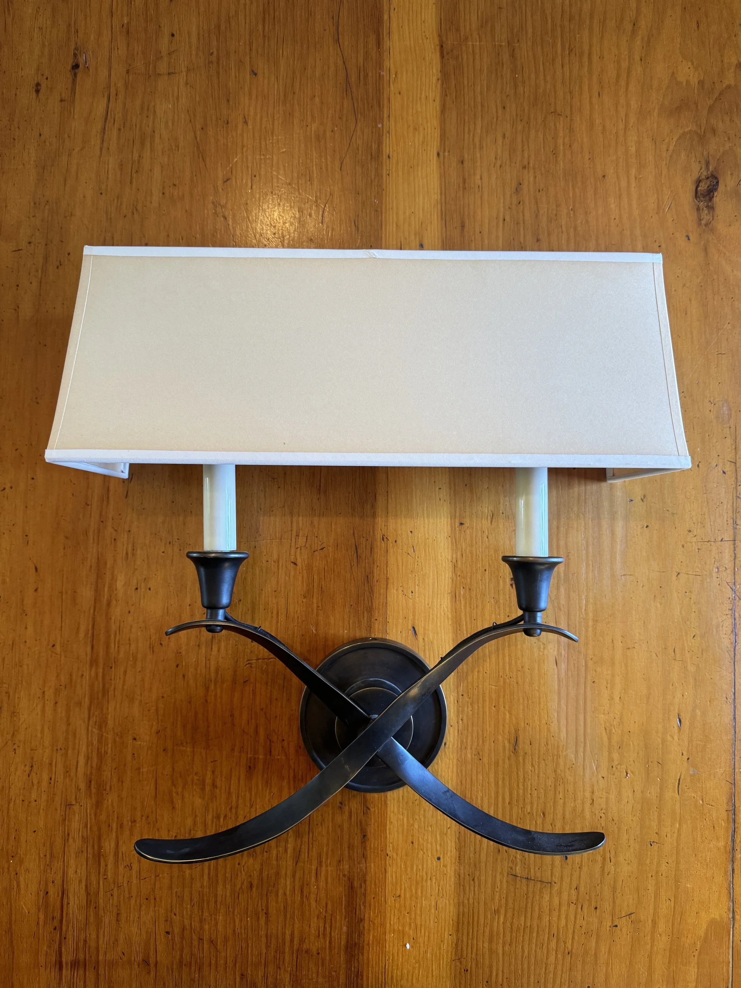 Chapman & Myers Cross Bouillotte Bronze Sconce Wall Light in Natural Paper, Large W515