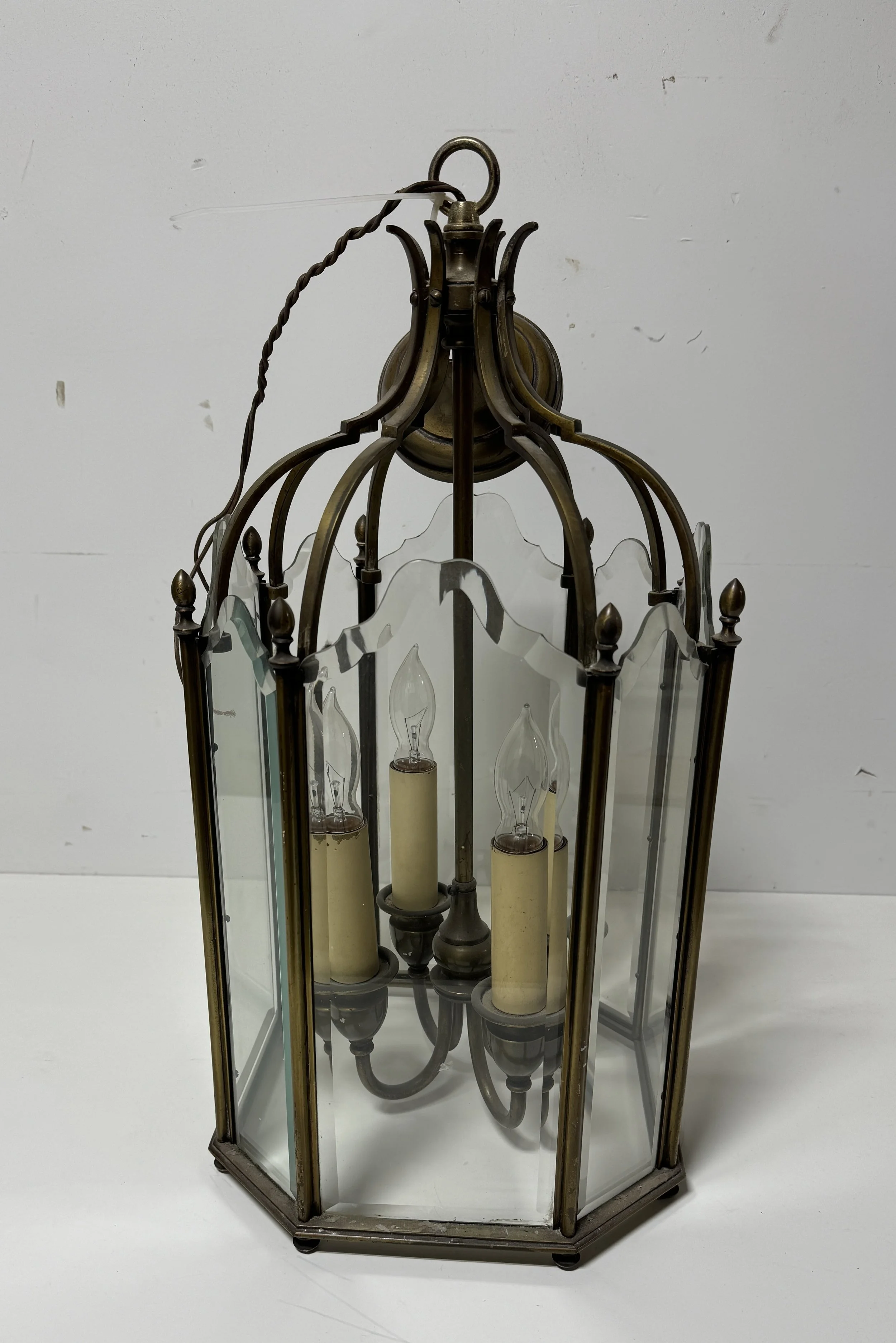 Large Brass Hexagon Lantern W515