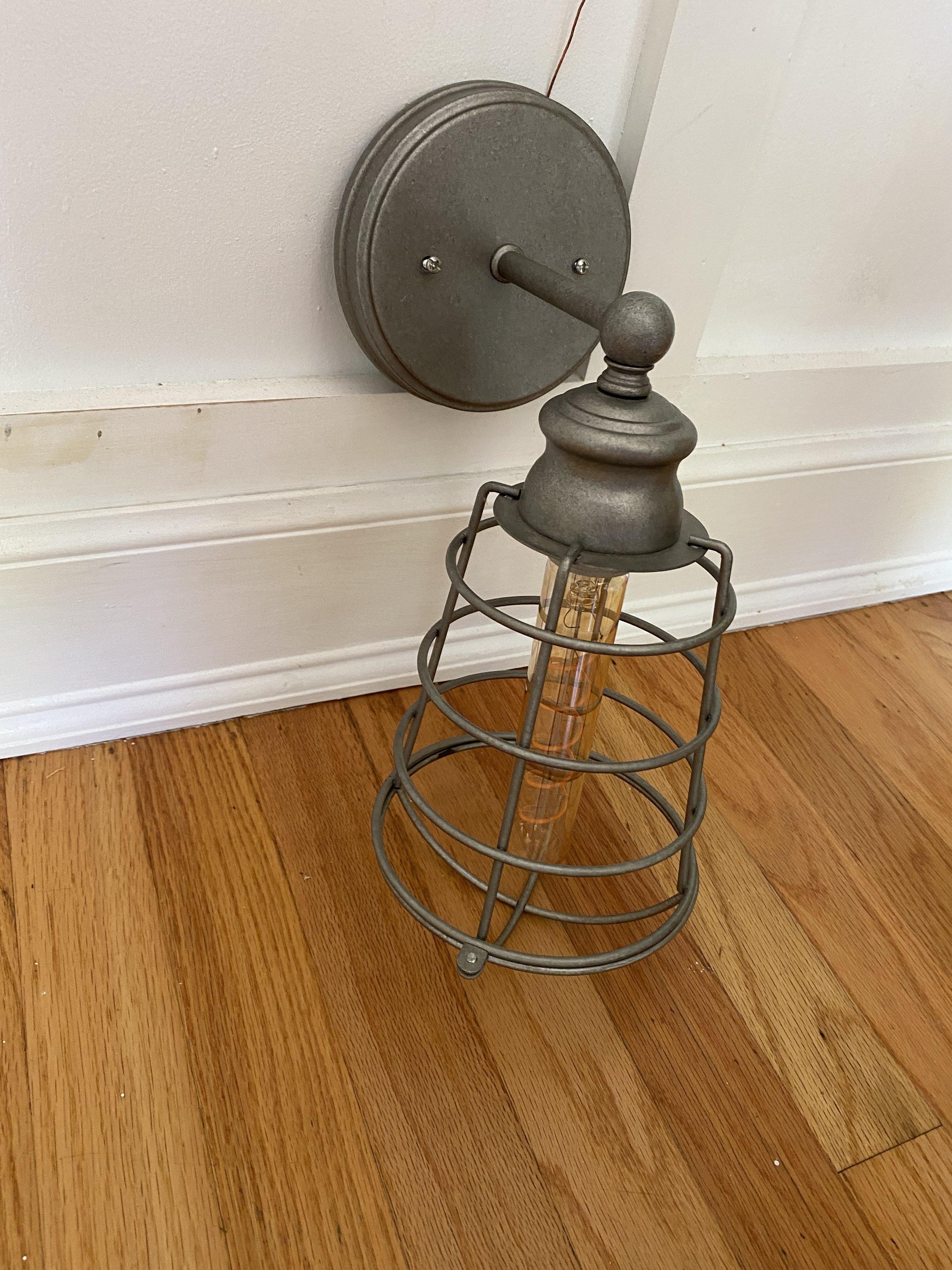 Indoor Wall Light with Wire Metal Cage W616