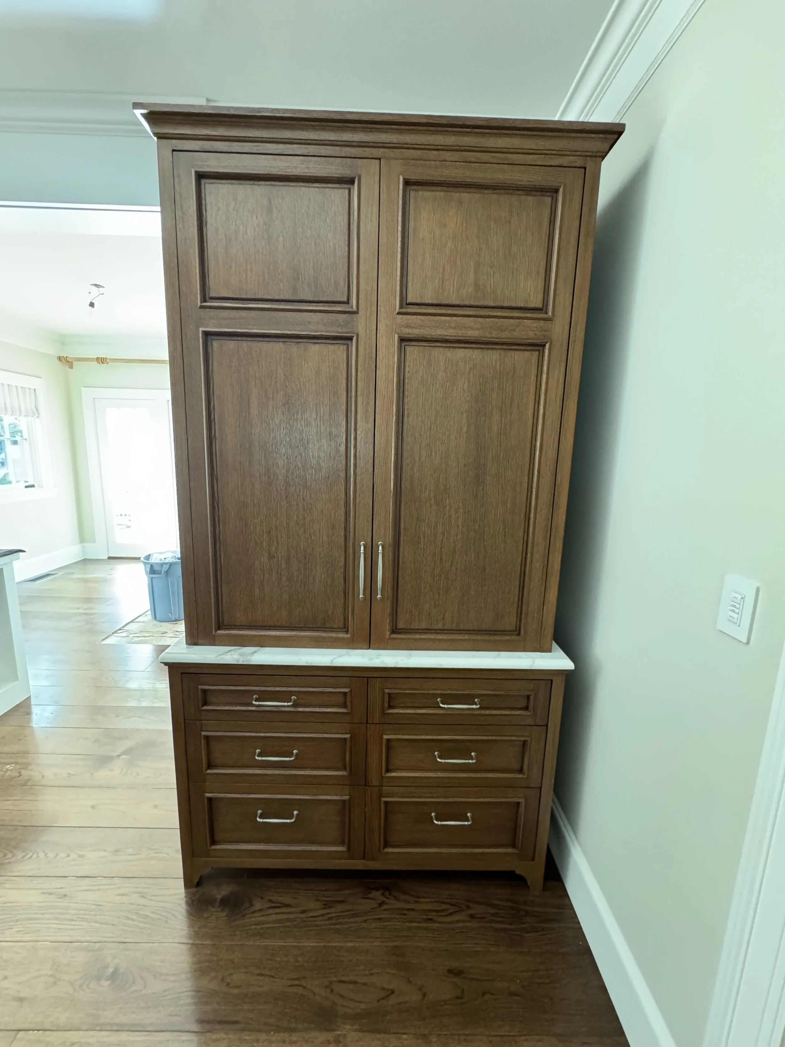 Herrick and White Quartersawn Oak Pantry with Marble Counter OS47