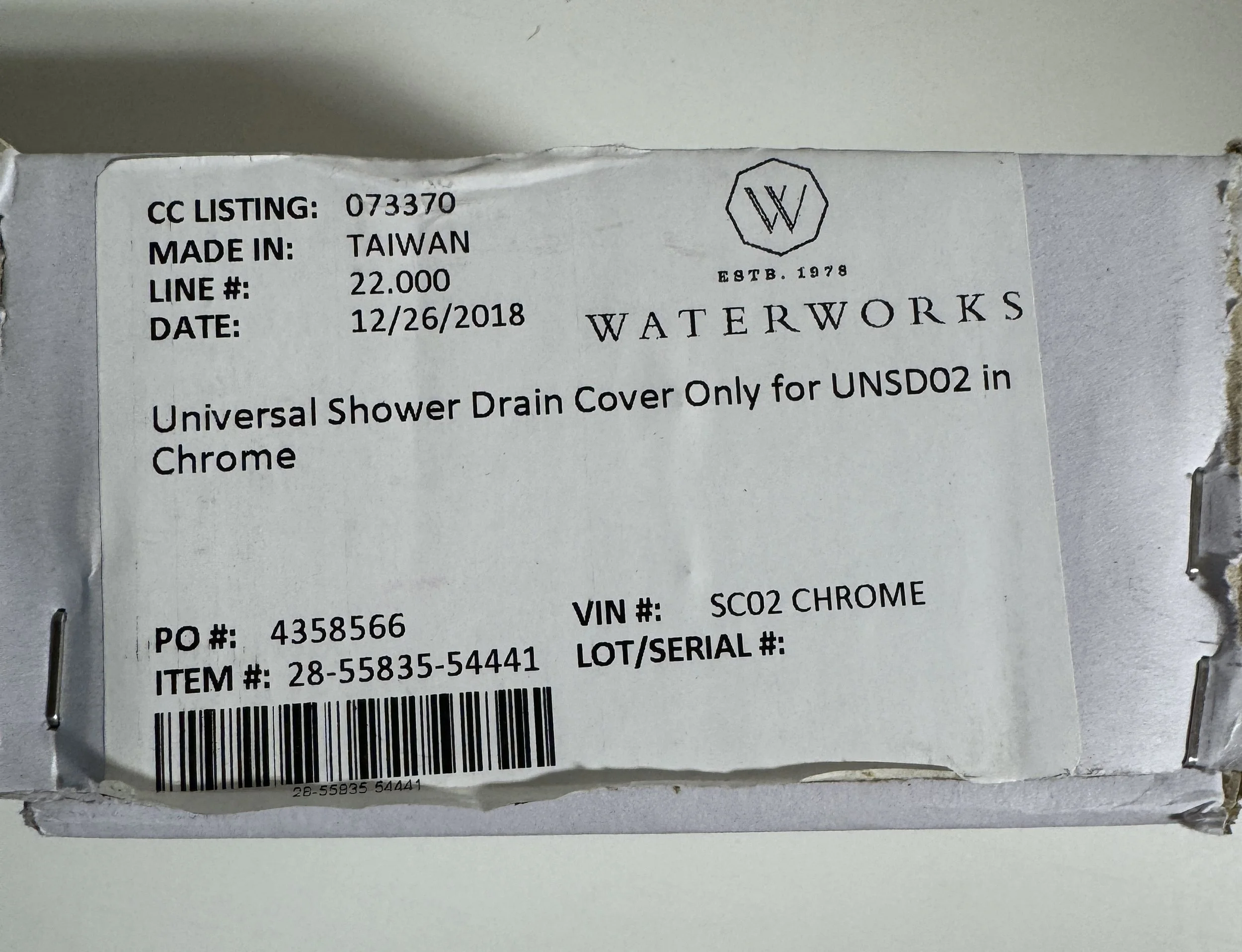 Waterworks Universal Chrome Shower Drain Cover  S001