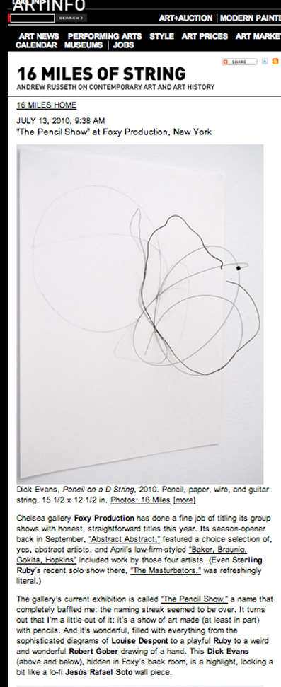 ARTINFO – The Pencil Show – Foxy Production – New York – 2010