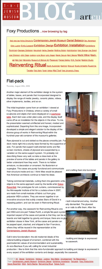 The Jewish Museum Blog – NUL - Foxy Production – New York – 2009 ...discussing exhibition design in its show Flat Pack as inspired by NUL at Foxy Production…