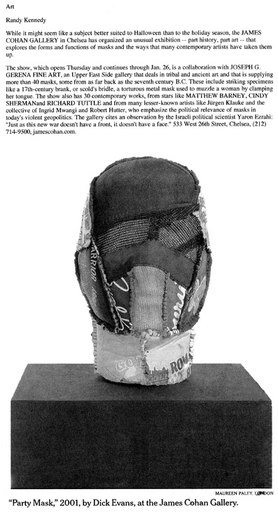 New York Times – Mask – James Cohen Gallery – New York – 2007